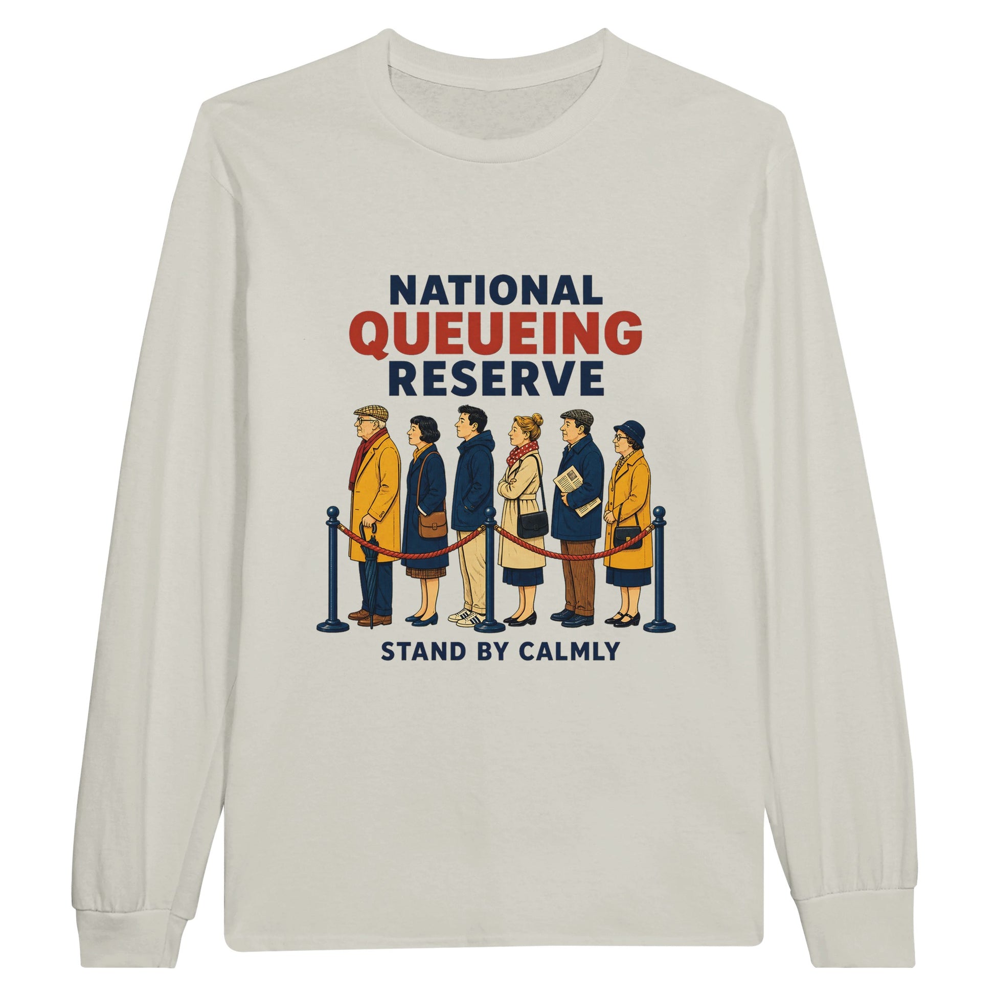 National Queueing Reserve – British Queue Graphic Long-Sleeve T-shirt — product view 14