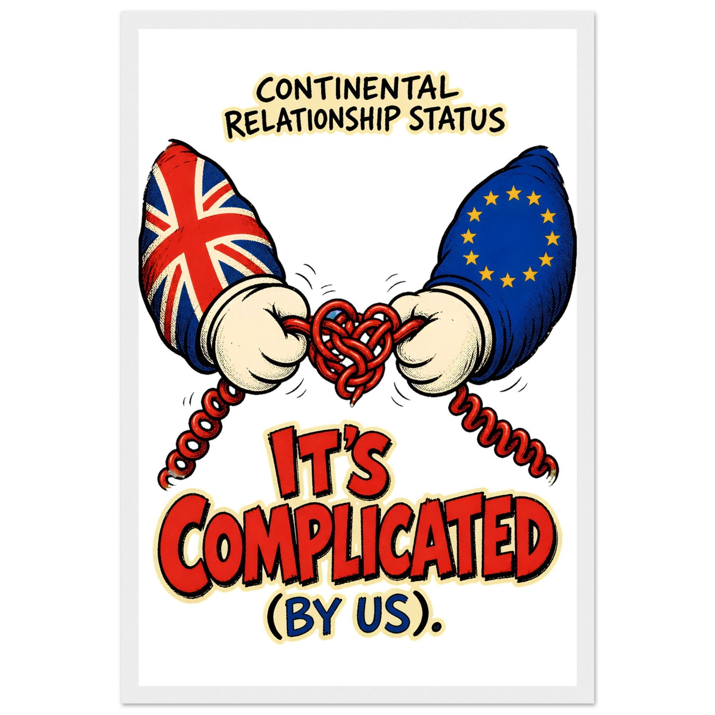 It's Complicated (By Us) UK–EU 1990s Cartoon Framed Wall Art — product view 1