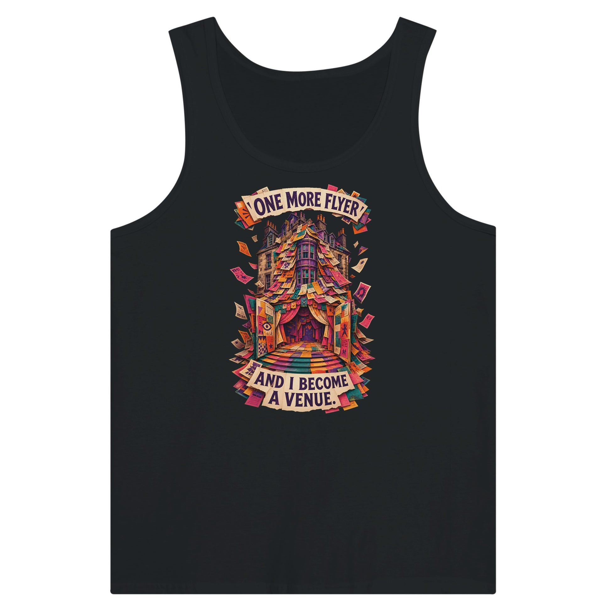 One More Flyer and I Become a Venue Premium Unisex Tank Top — product view 8