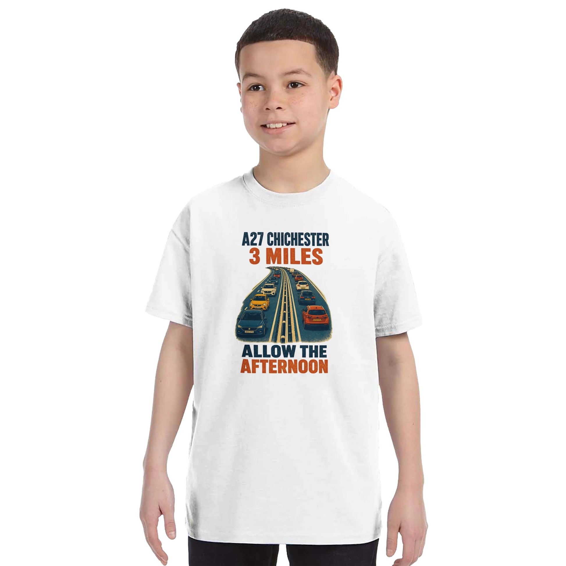 A27 Chichester – 3 Miles, Allow the Afternoon Kids' T-shirt — product view 16