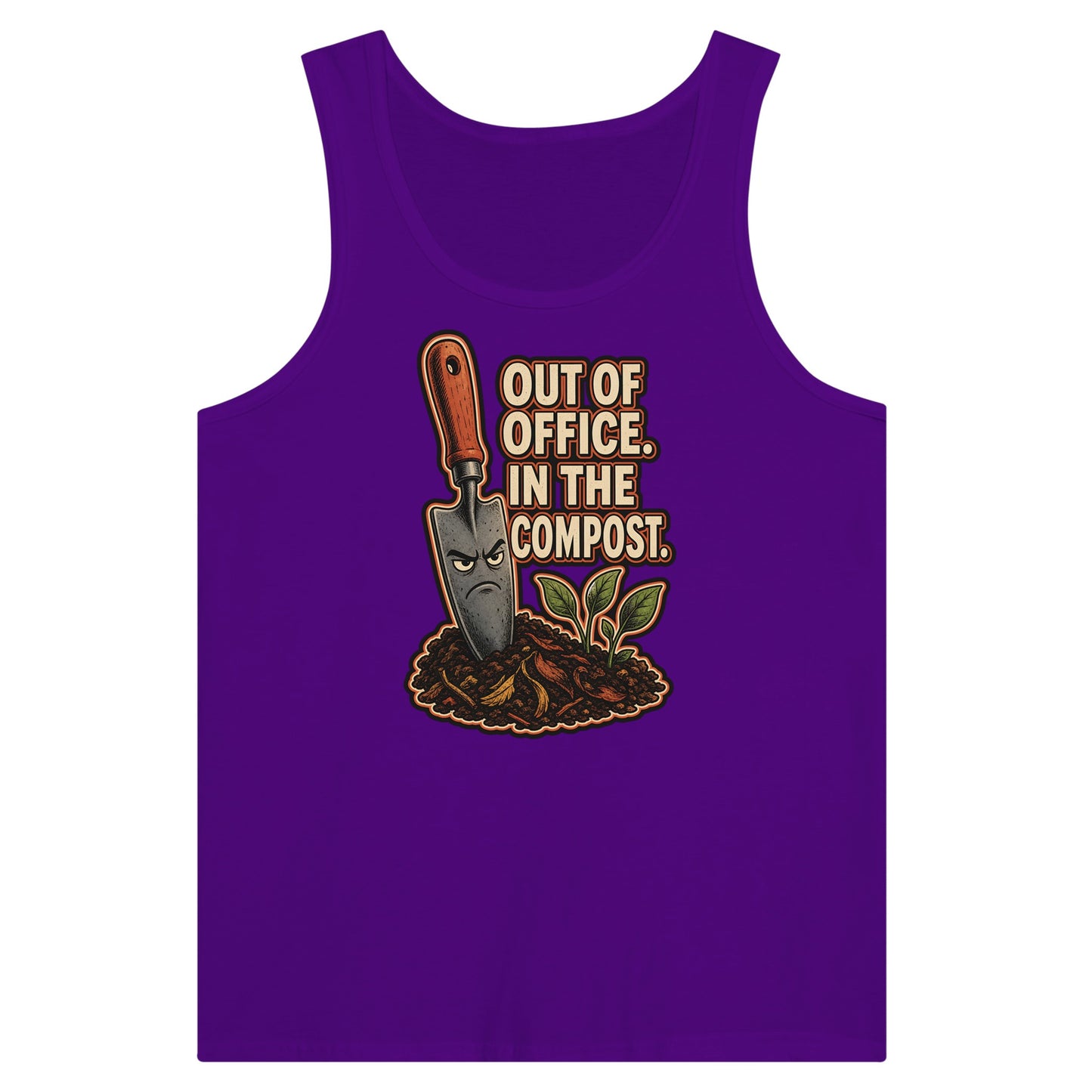 Out of Office, In the Compost Premium Unisex Tank Top — product view 6