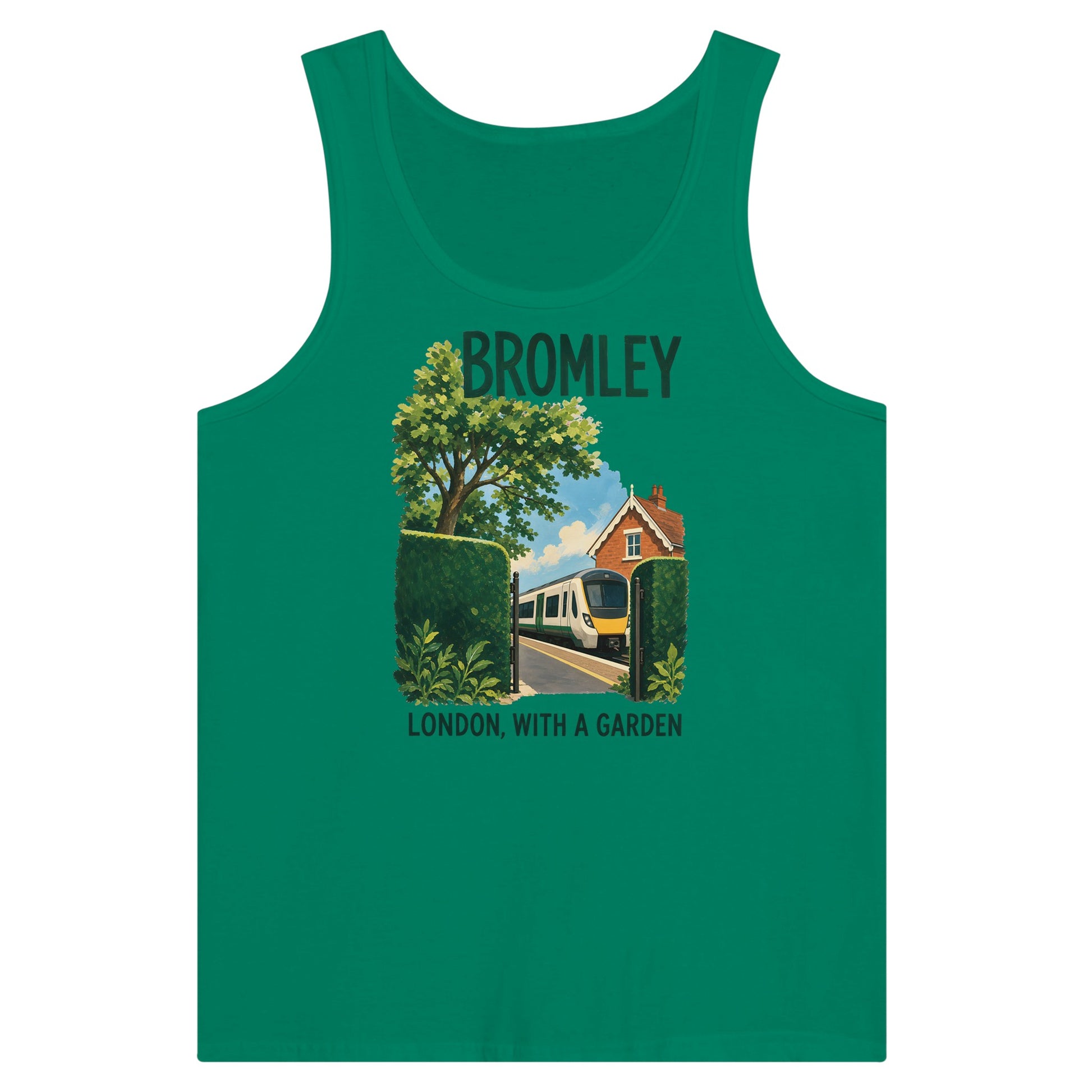 Bromley: London with a Garden Premium Unisex Tank Top — product view 10