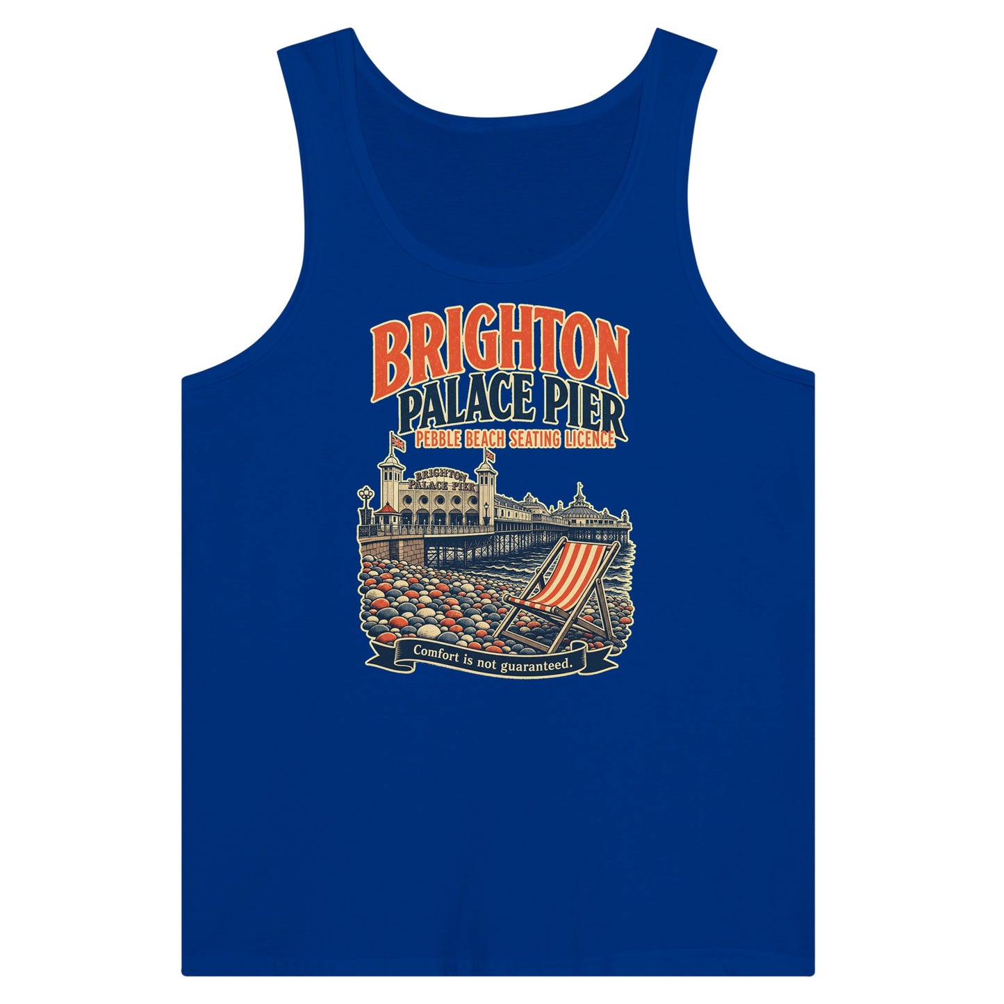 Brighton Pebble Beach Seating Licence Premium Unisex Tank Top — product view 3