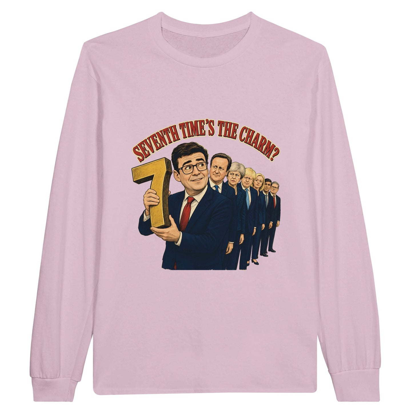 Seventh Time’s the Charm? UK Prime Minister Caricature Long-Sleeve… — product view 5