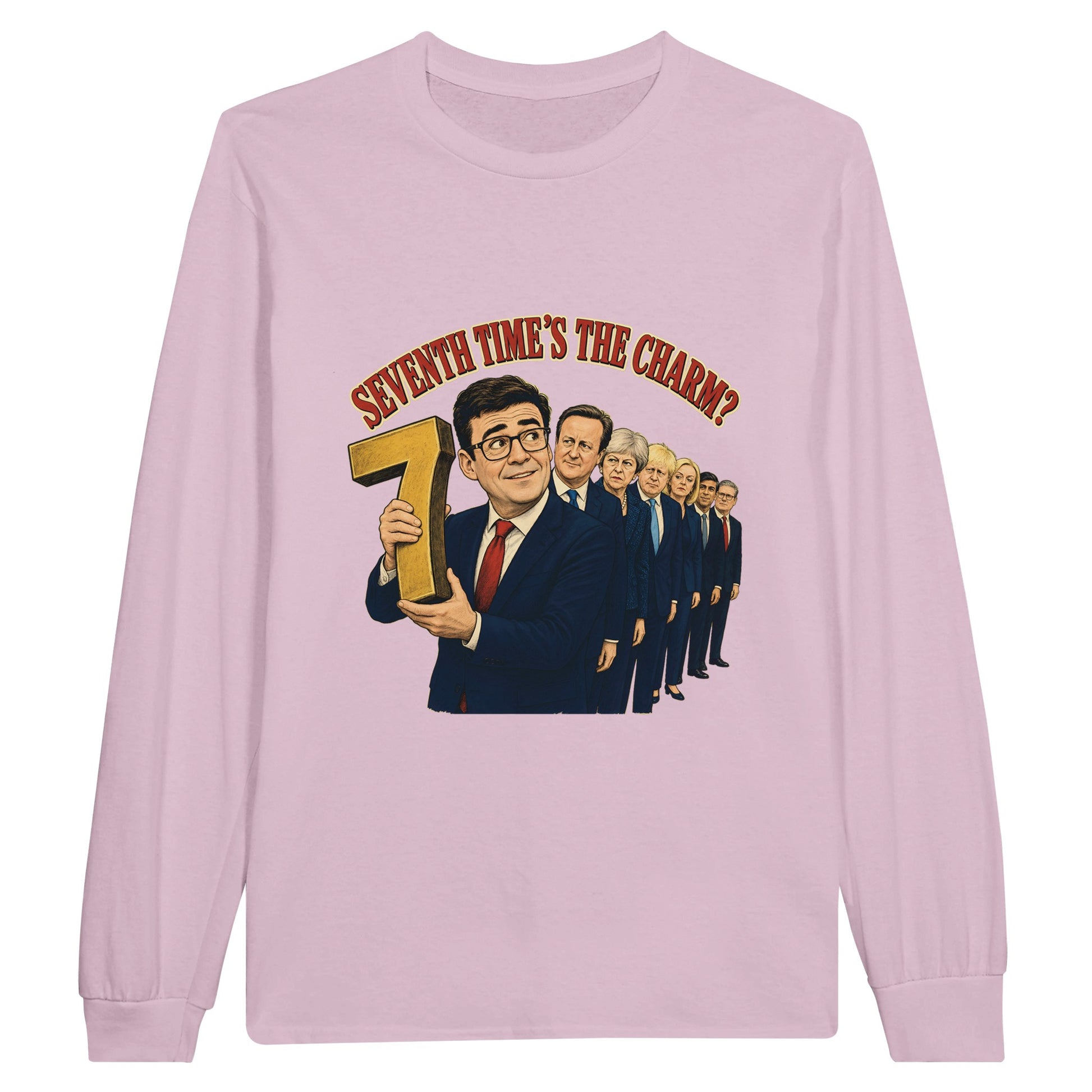Seventh Time’s the Charm? UK Prime Minister Caricature Long-Sleeve… — product view 5
