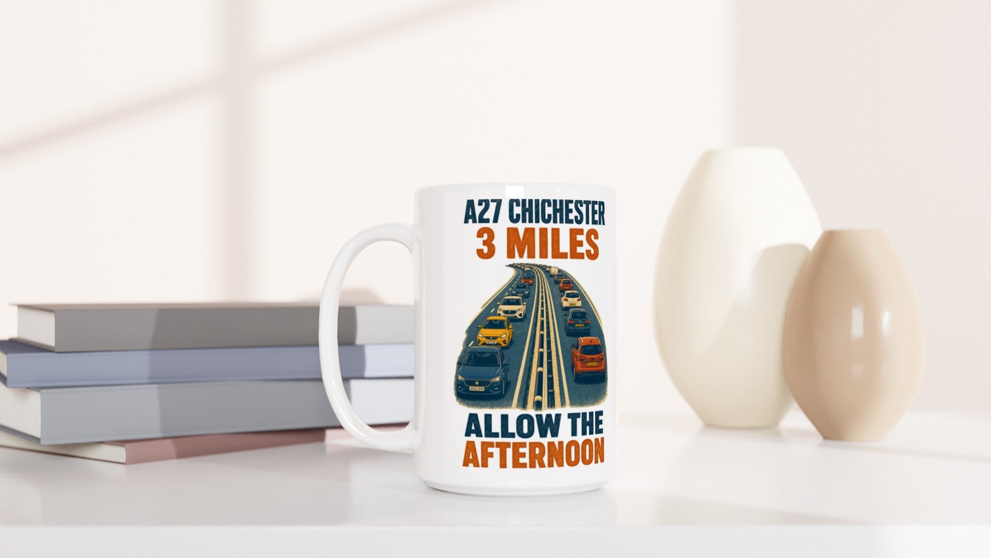 A27 Chichester – 3 Miles, Allow the Afternoon Large Mug — product view 6