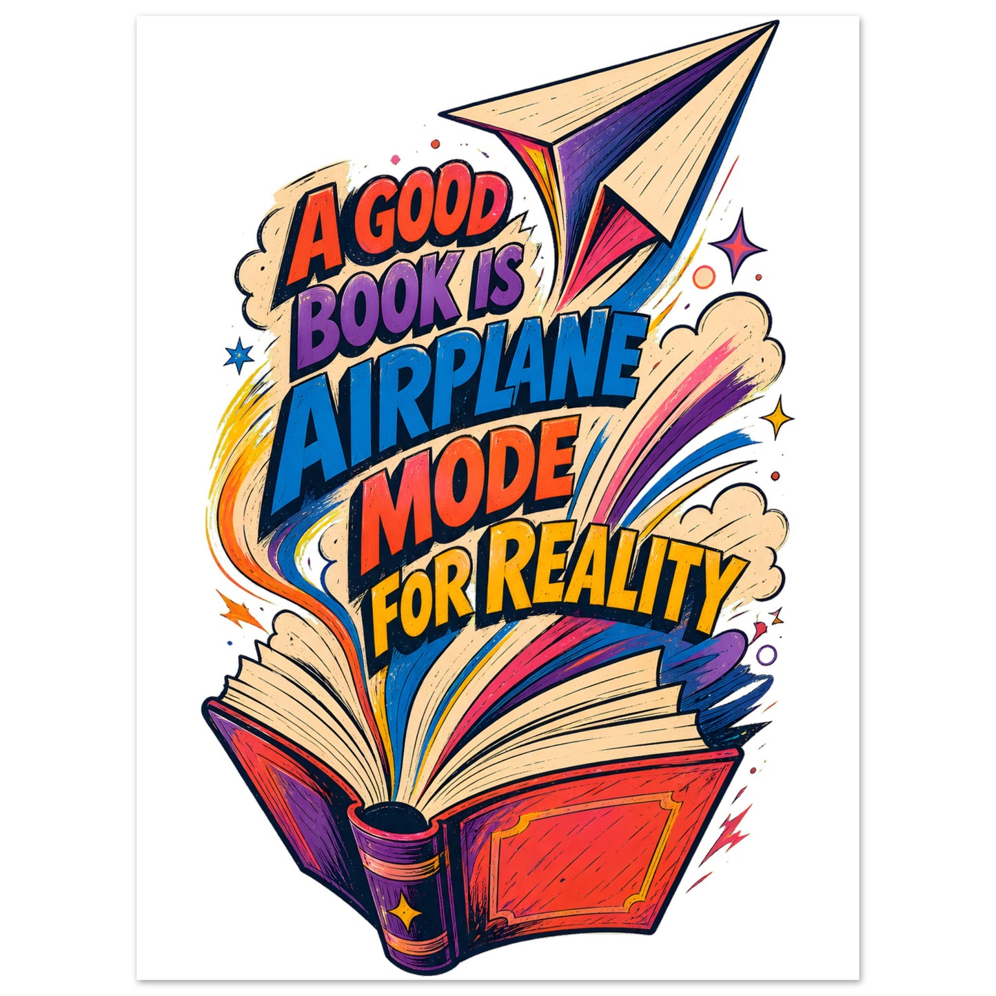 A Good Book Is Airplane Mode for Reality Aluminium Print — product view 1