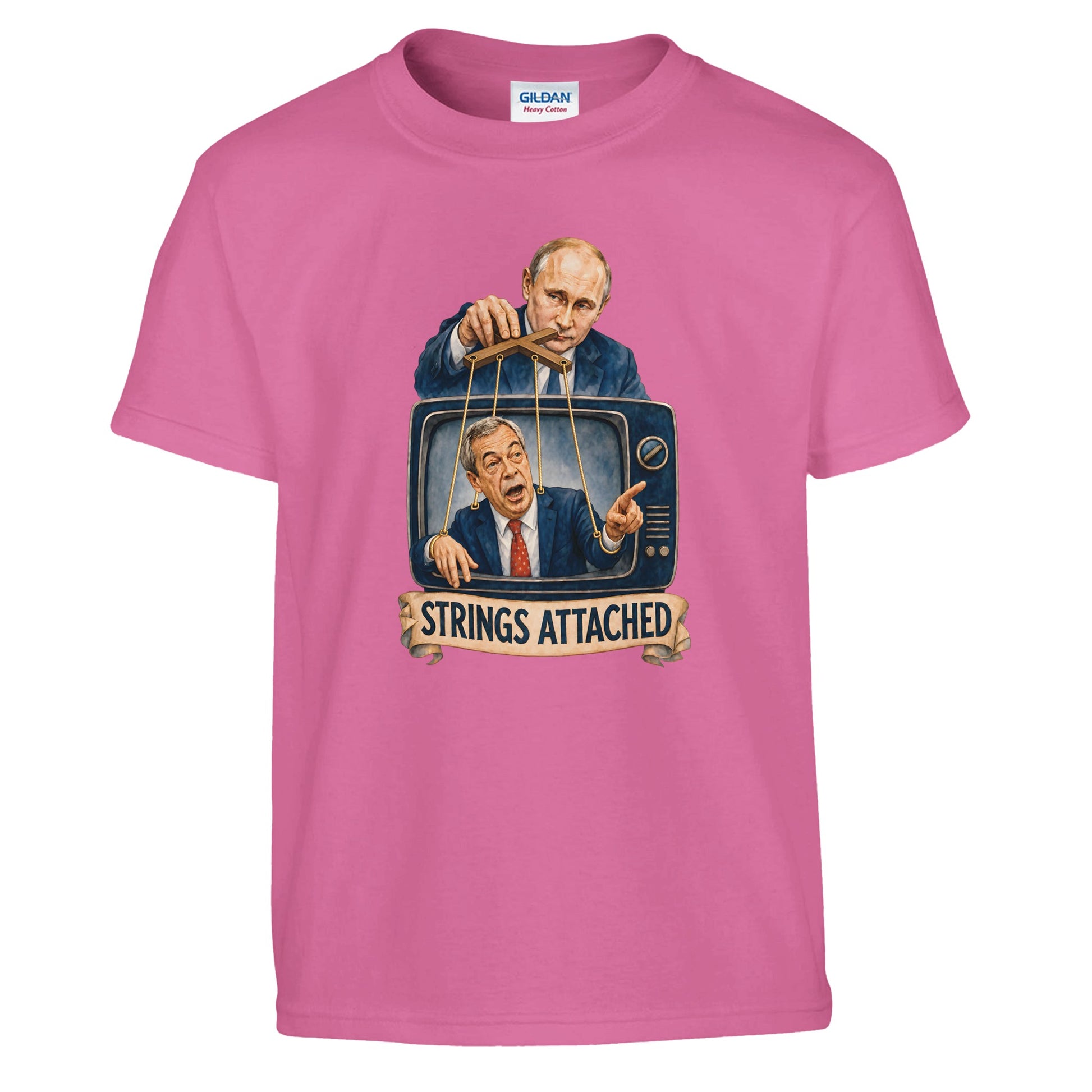 Strings Attached Political Satire Kids' T-shirt — product view 10