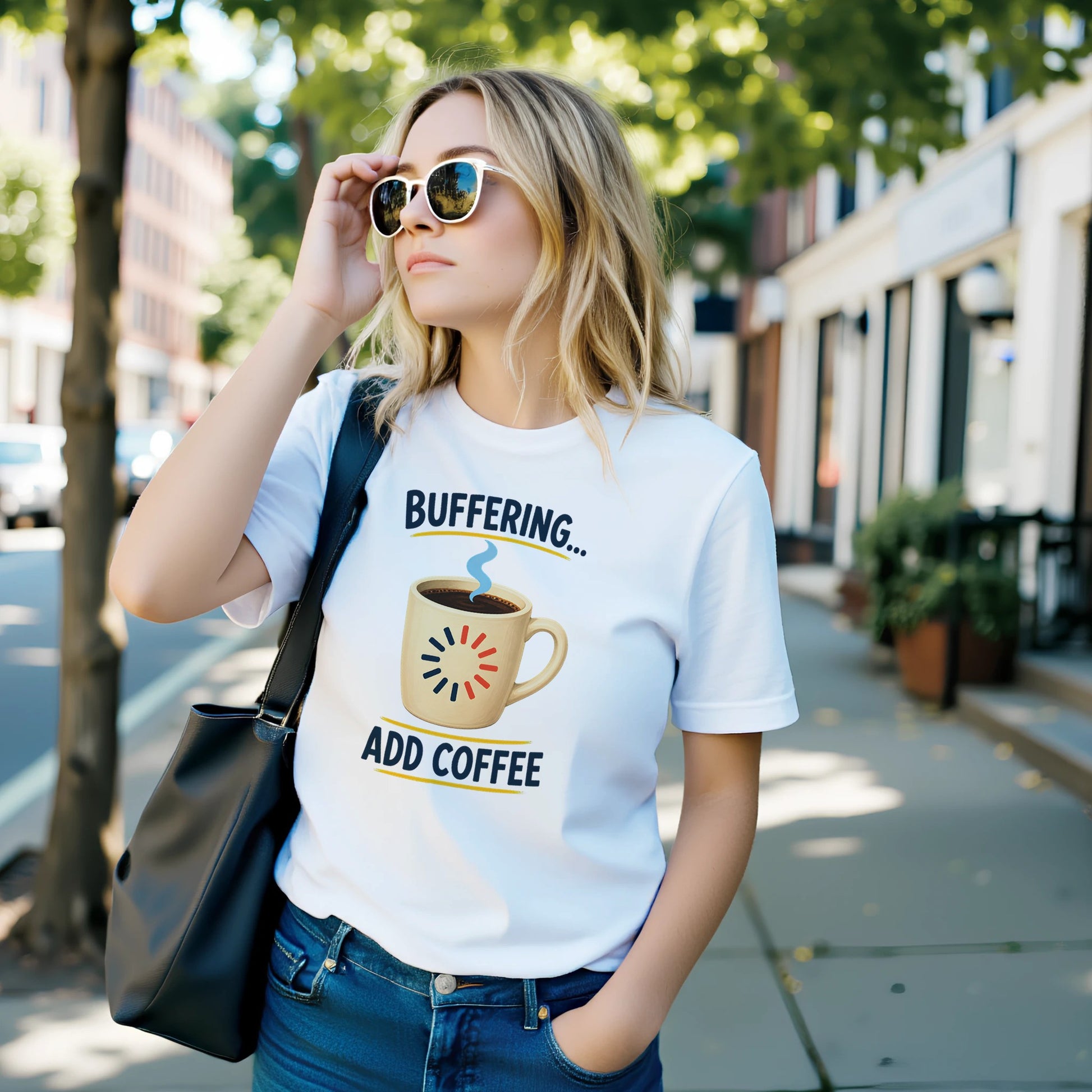 Buffering Brew — Add Coffee Tech Graphic T-shirt — product view 9