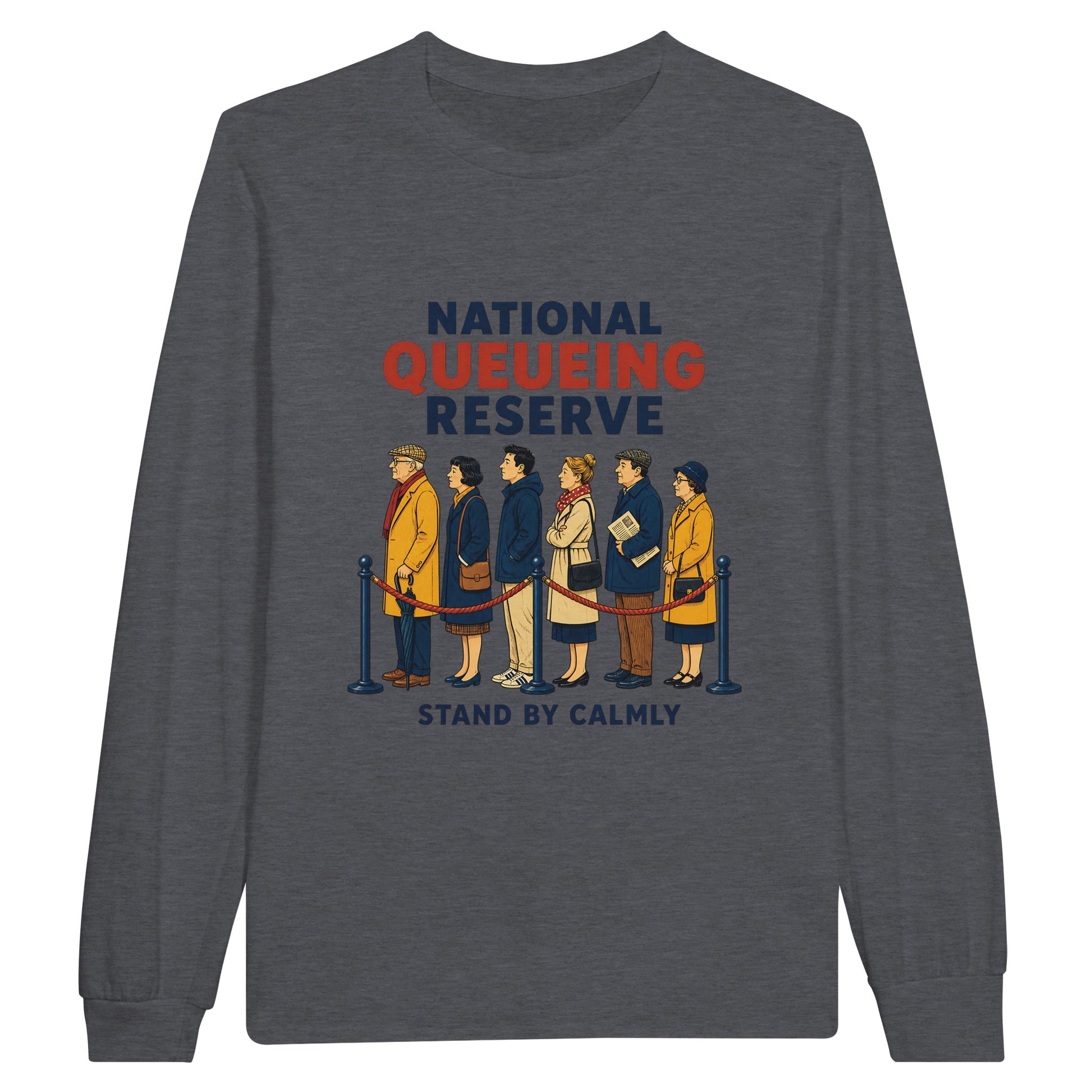 National Queueing Reserve – British Queue Graphic Long-Sleeve T-shirt — product view 2