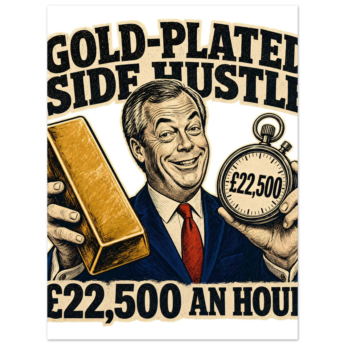 Gold-Plated Side Hustle £22,500 an Hour Aluminium Print