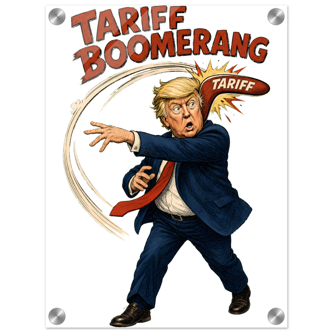 Tariff Boomerang – Trump Political Satire Acrylic Print