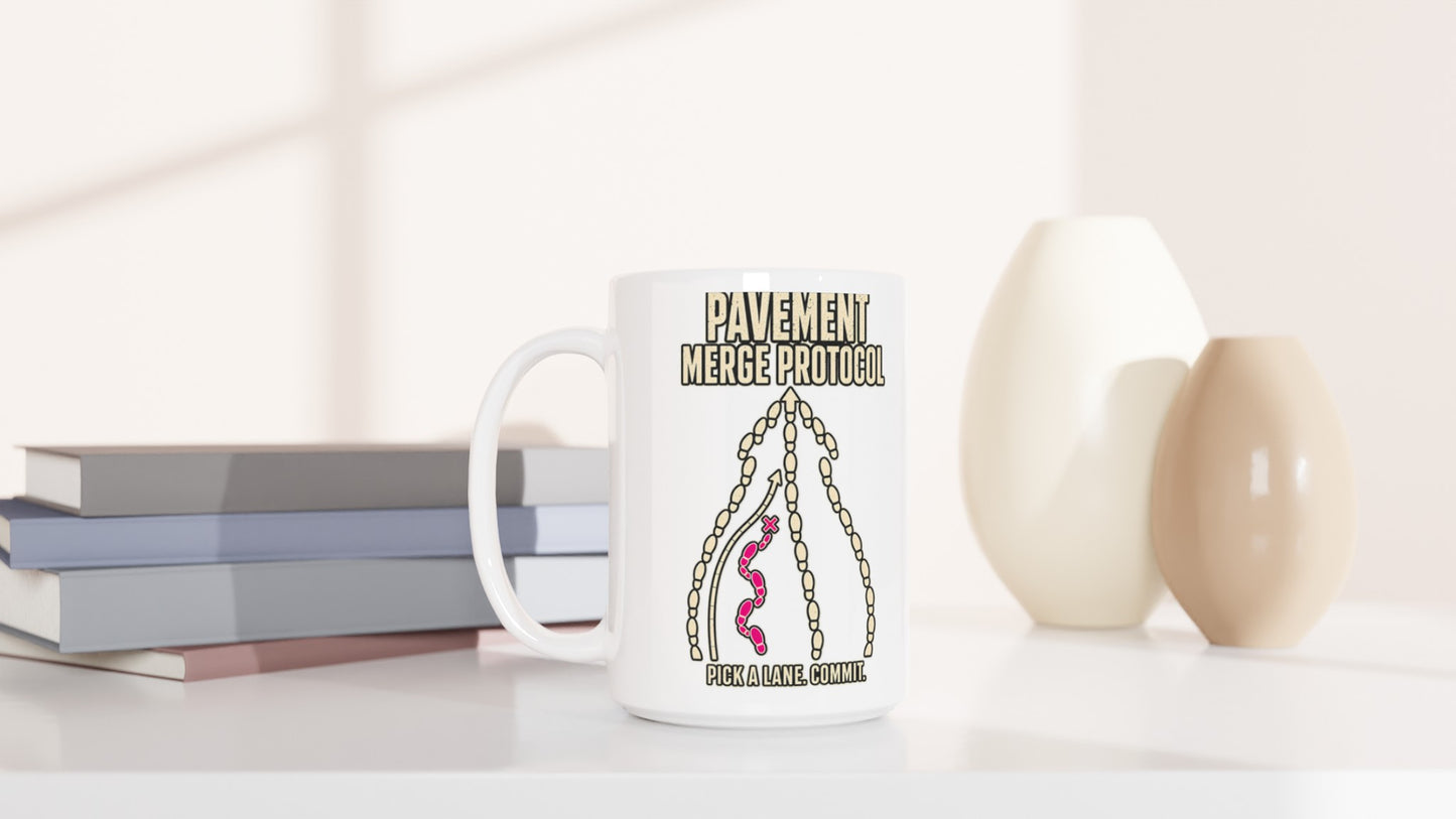 Pavement Merge Protocol — Pick a Lane Large Mug — product view 6
