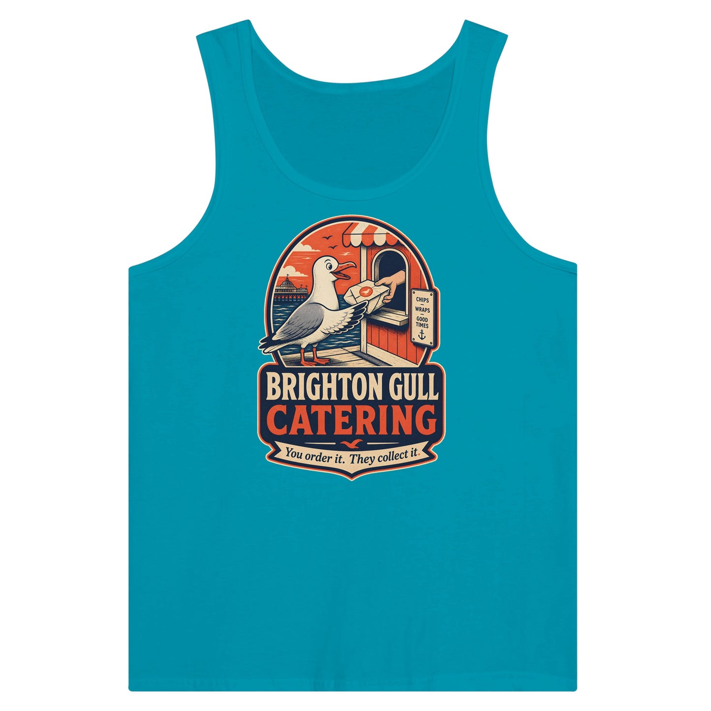 Brighton Gull Catering — Illustrated Premium Unisex Tank Top — product view 2