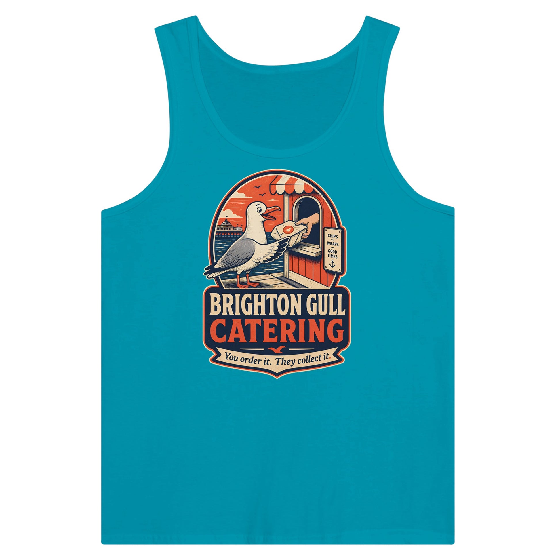 Brighton Gull Catering — Illustrated Premium Unisex Tank Top — product view 2