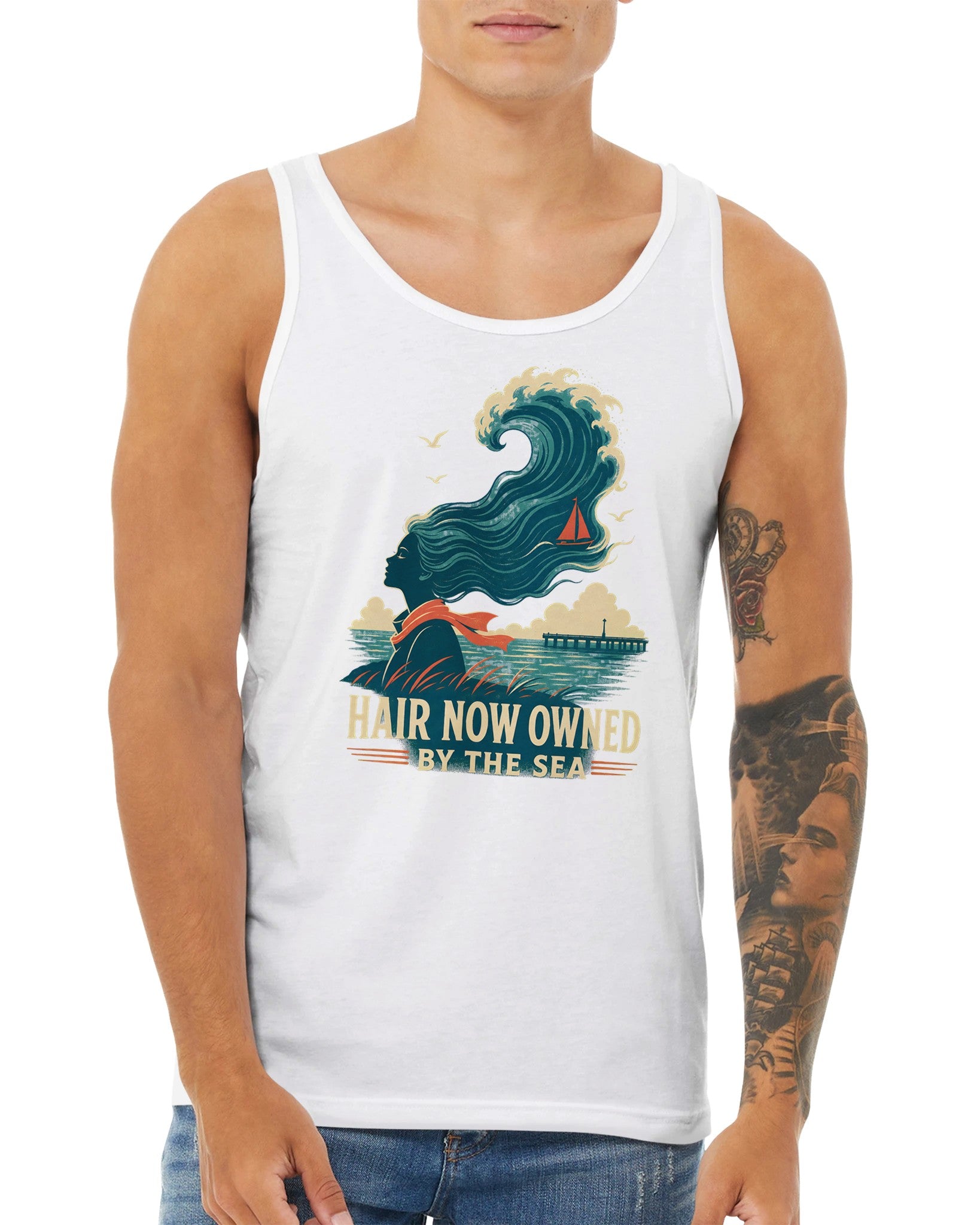 Hair Now Owned by the Sea Premium Unisex Tank Top — product view 15