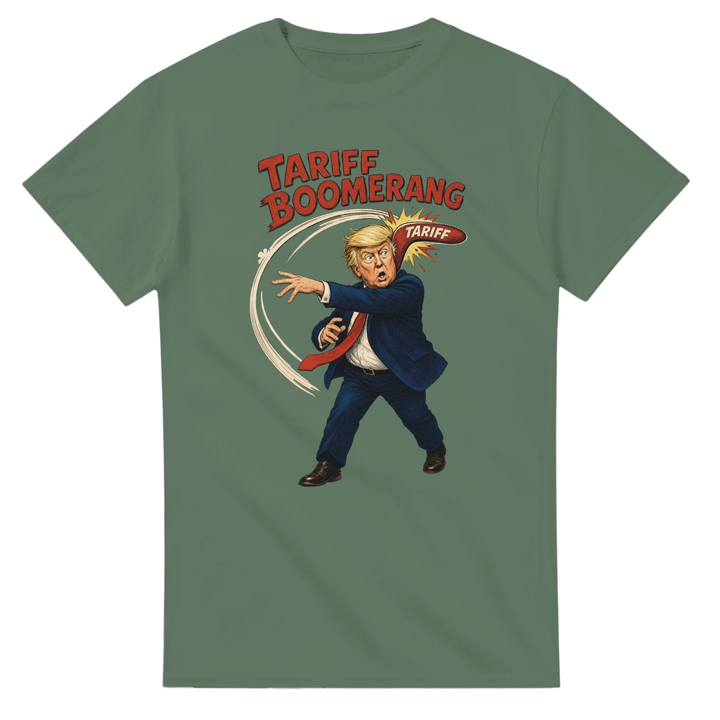 Tariff Boomerang – Trump Political Satire T-shirt — product view 13