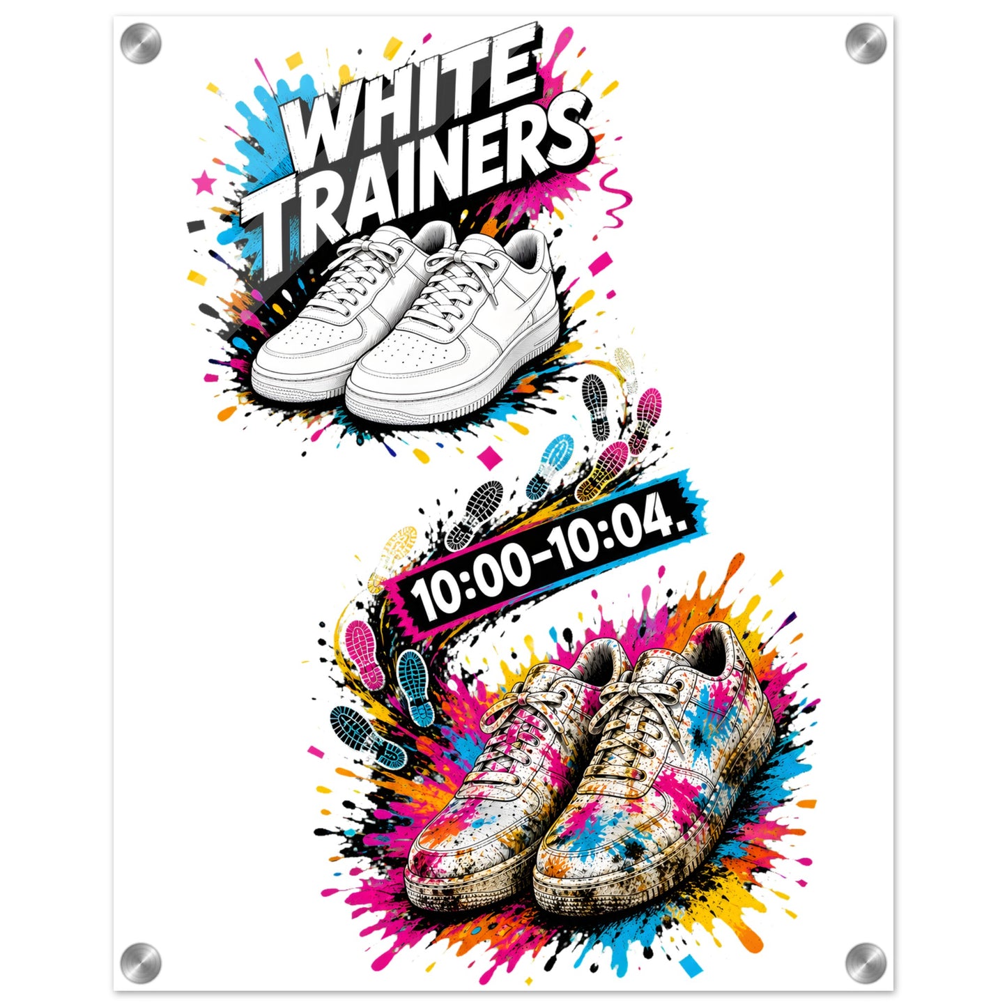 White Trainers: 10:00–10:04 Acrylic Print — product view 2