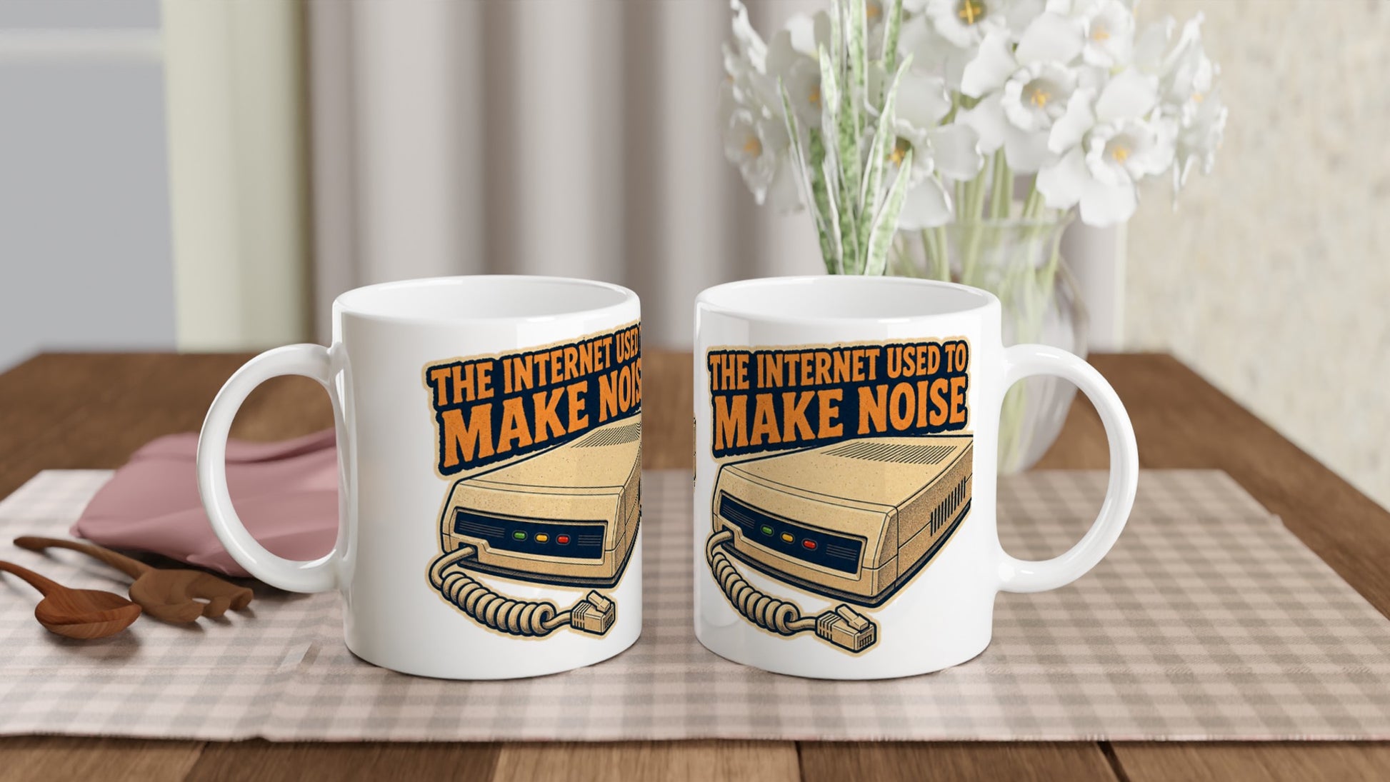 The Internet Used to Make Noise Retro Tech Graphic Mug — product view 4