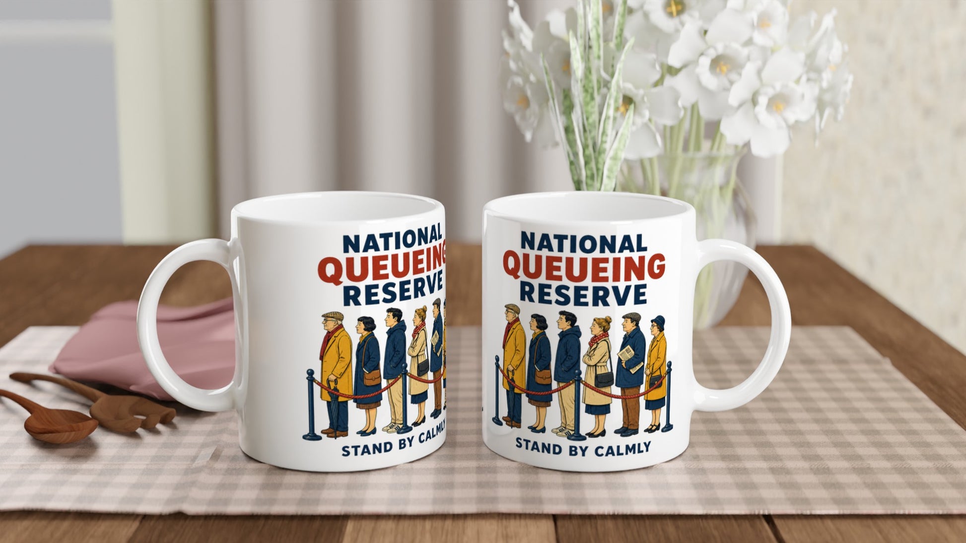National Queueing Reserve – British Queue Graphic Mug — product view 4