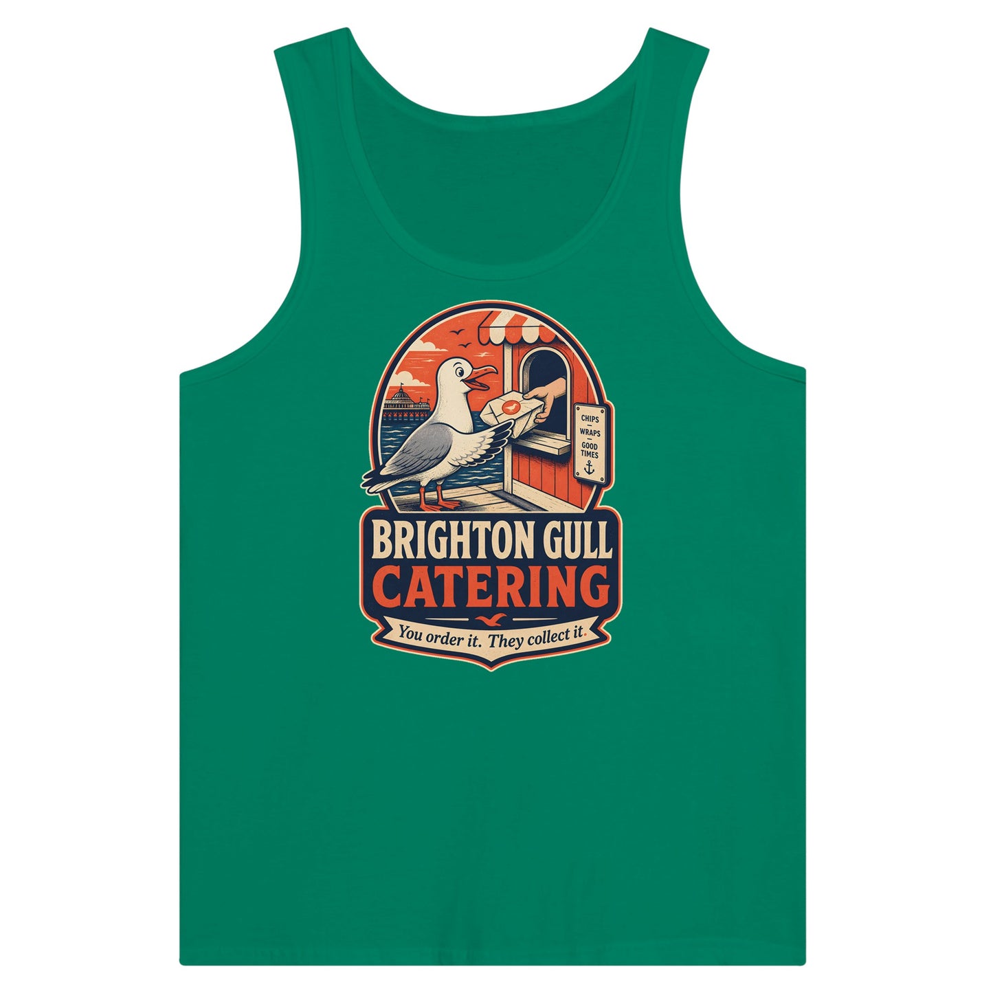 Brighton Gull Catering — Illustrated Premium Unisex Tank Top — product view 10
