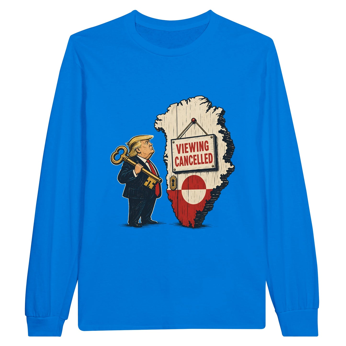Viewing Cancelled — Greenland Political Satire Long-Sleeve T-shirt — product view 3