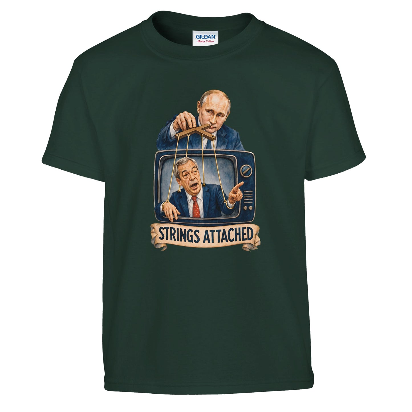 Strings Attached Political Satire Kids' T-shirt — product view 13