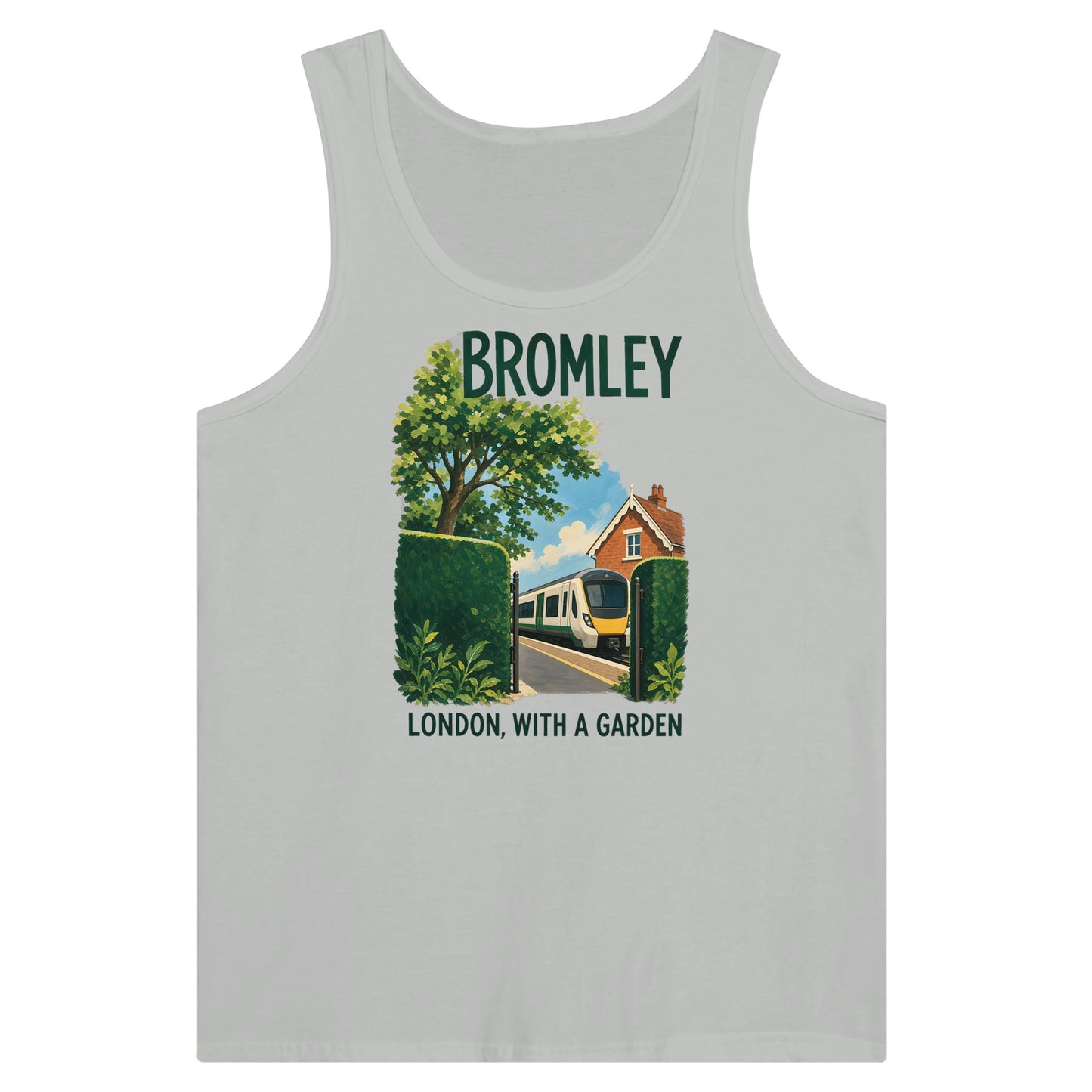 Bromley: London with a Garden Premium Unisex Tank Top — product view 5