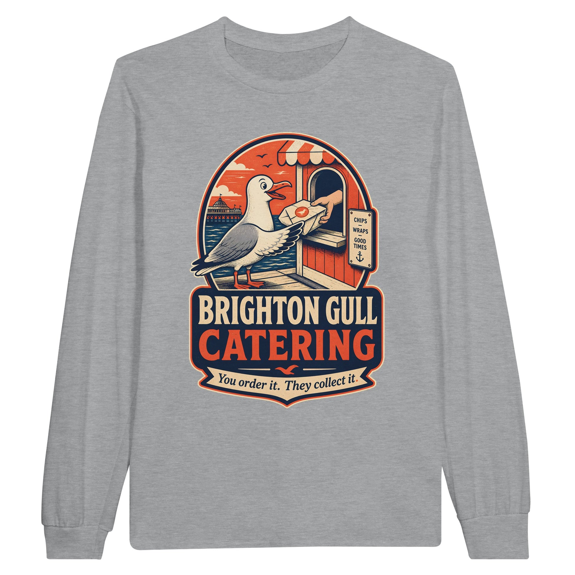 Brighton Gull Catering — Illustrated Long-Sleeve T-shirt — product view 10