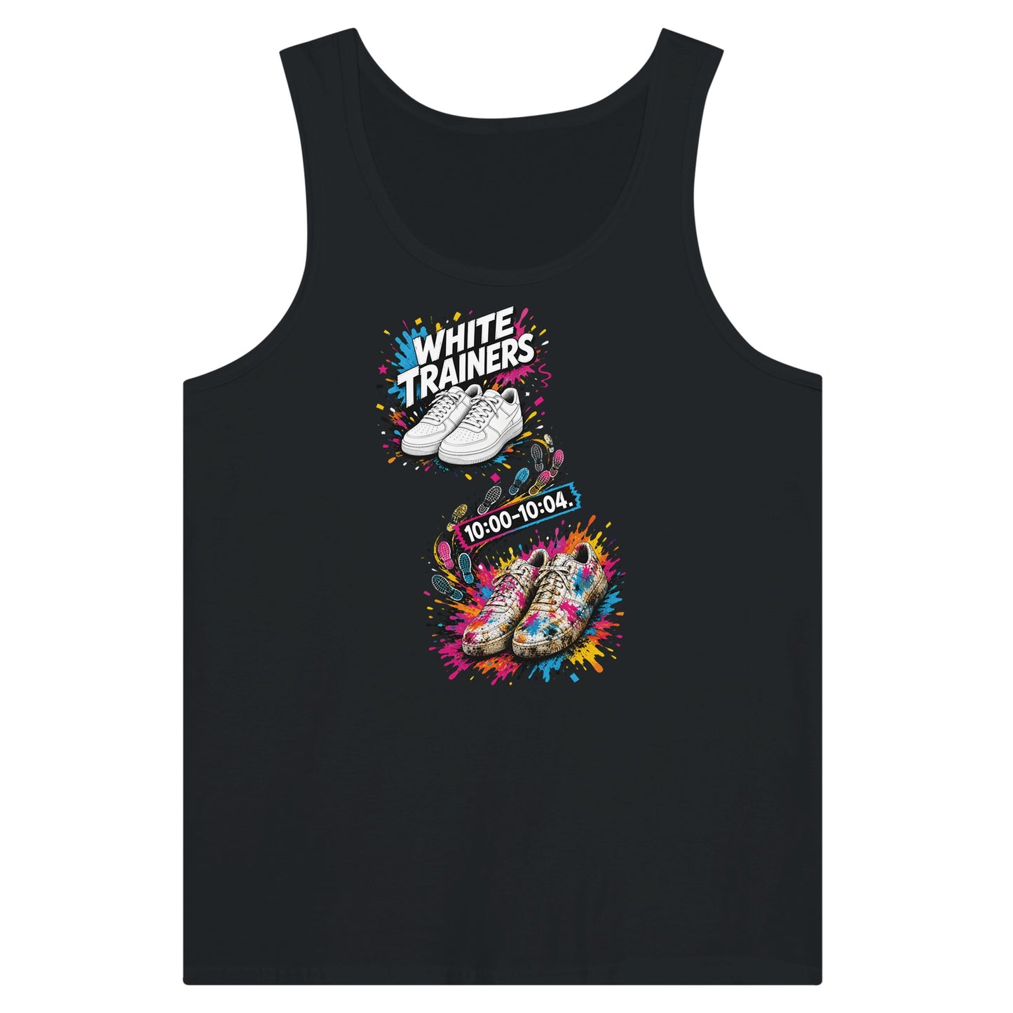 White Trainers: 10:00–10:04 Premium Unisex Tank Top — product view 8