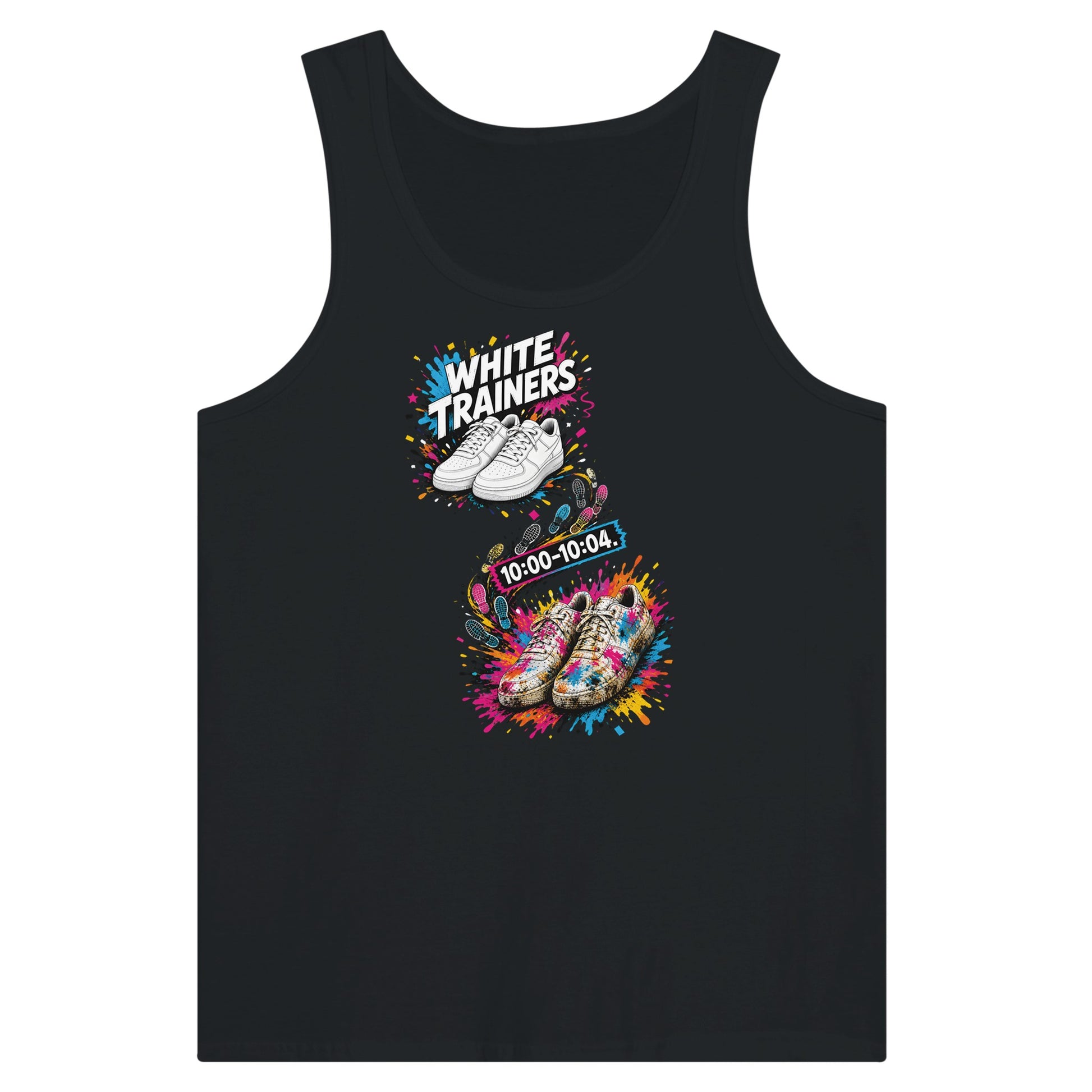 White Trainers: 10:00–10:04 Premium Unisex Tank Top — product view 8