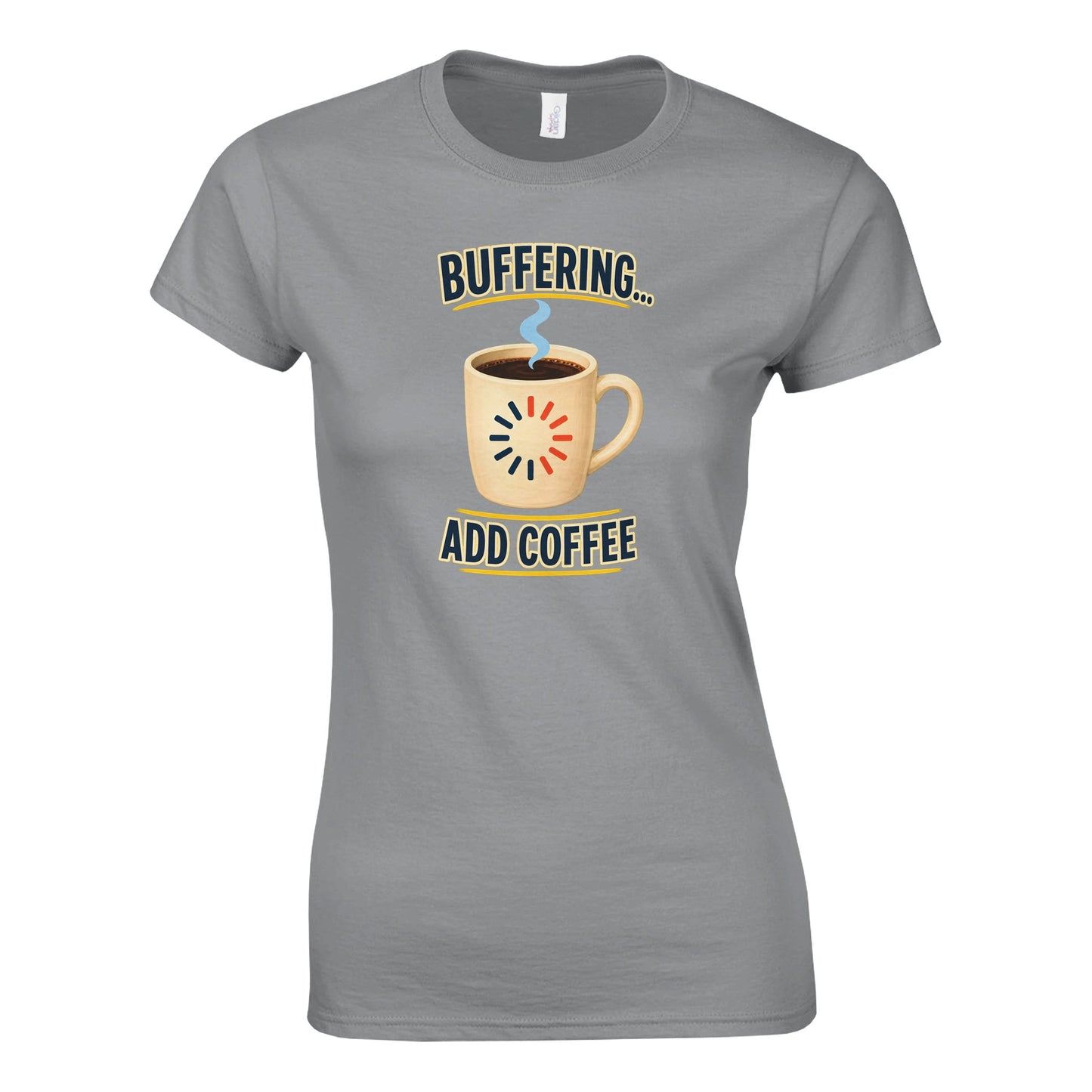 Buffering... Add Coffee — Outlined Loading Mug Graphic Women's T-shirt — product view 2