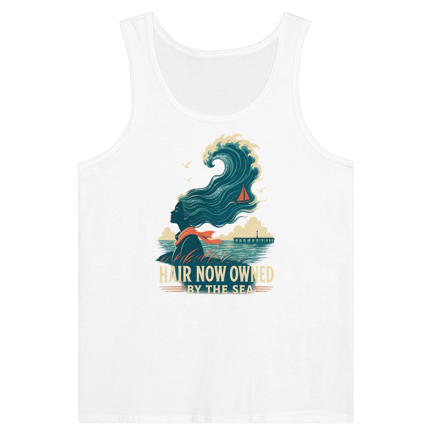 Hair Now Owned by the Sea Premium Unisex Tank Top — product view 1