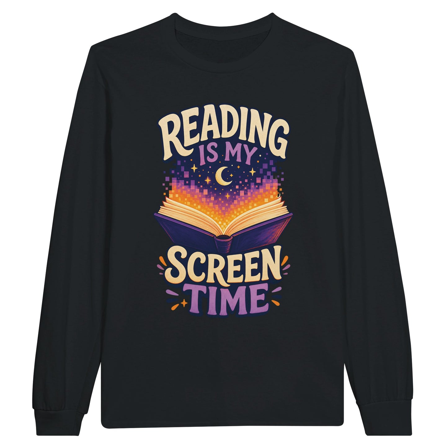 Reading Is My Screen Time Book Graphic Long-Sleeve T-shirt — product view 7