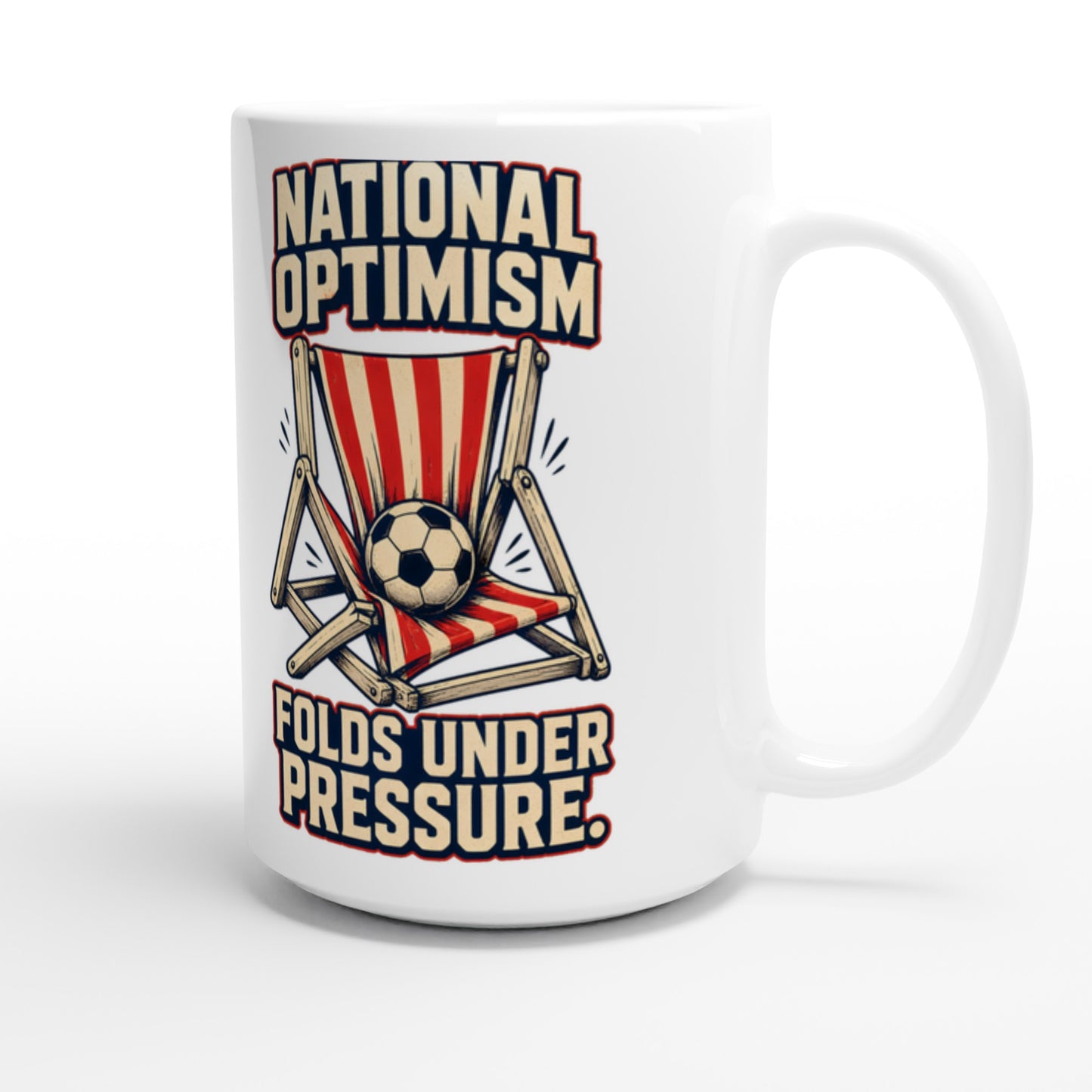 National Optimism Folds Under Pressure Football Large Mug — product view 3