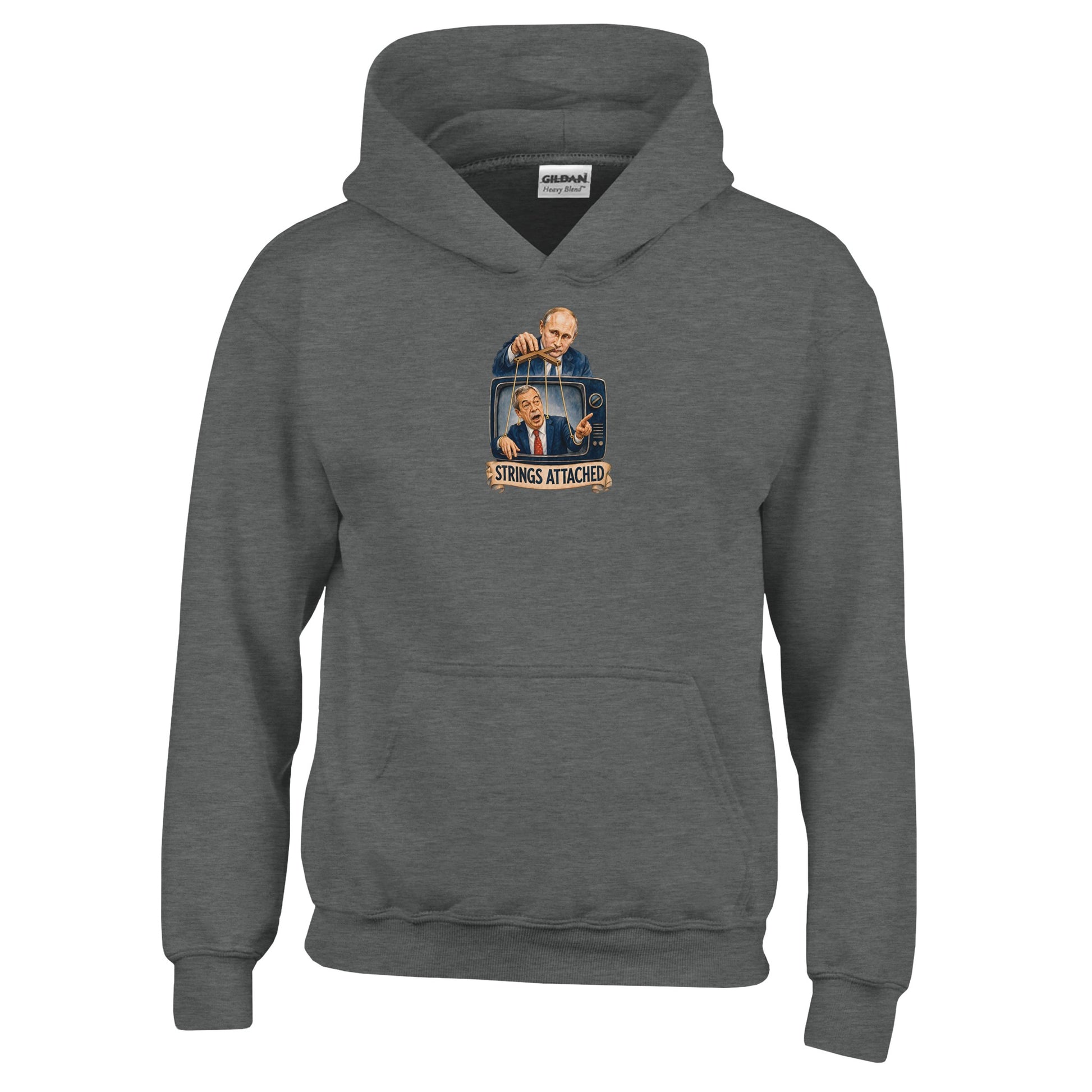 Strings Attached Political Satire Kids' Hoodie — product view 2