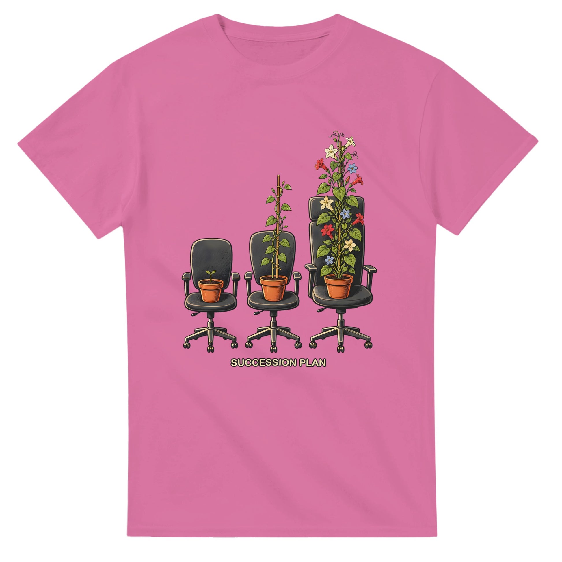 Succession Plan Office Chair Garden Graphic T-shirt — product view 4