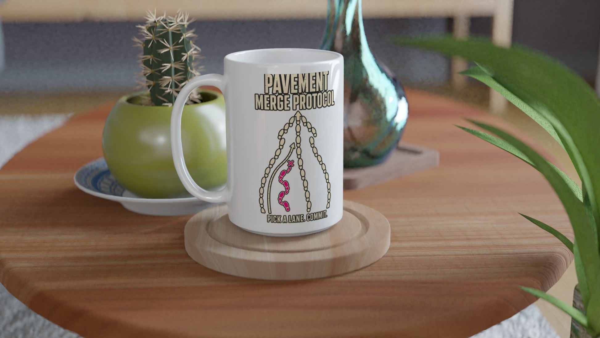 Pavement Merge Protocol — Pick a Lane Large Mug — product view 4