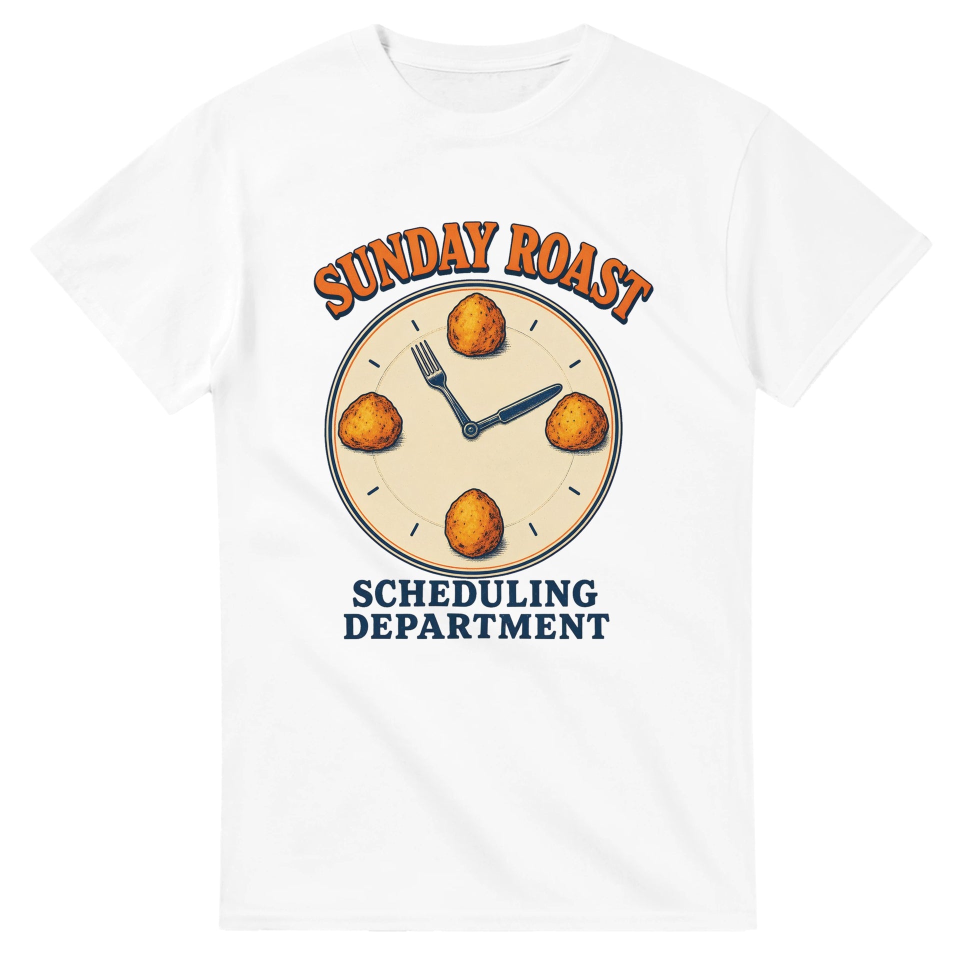 Sunday Roast Scheduling Department T-shirt — product view 1
