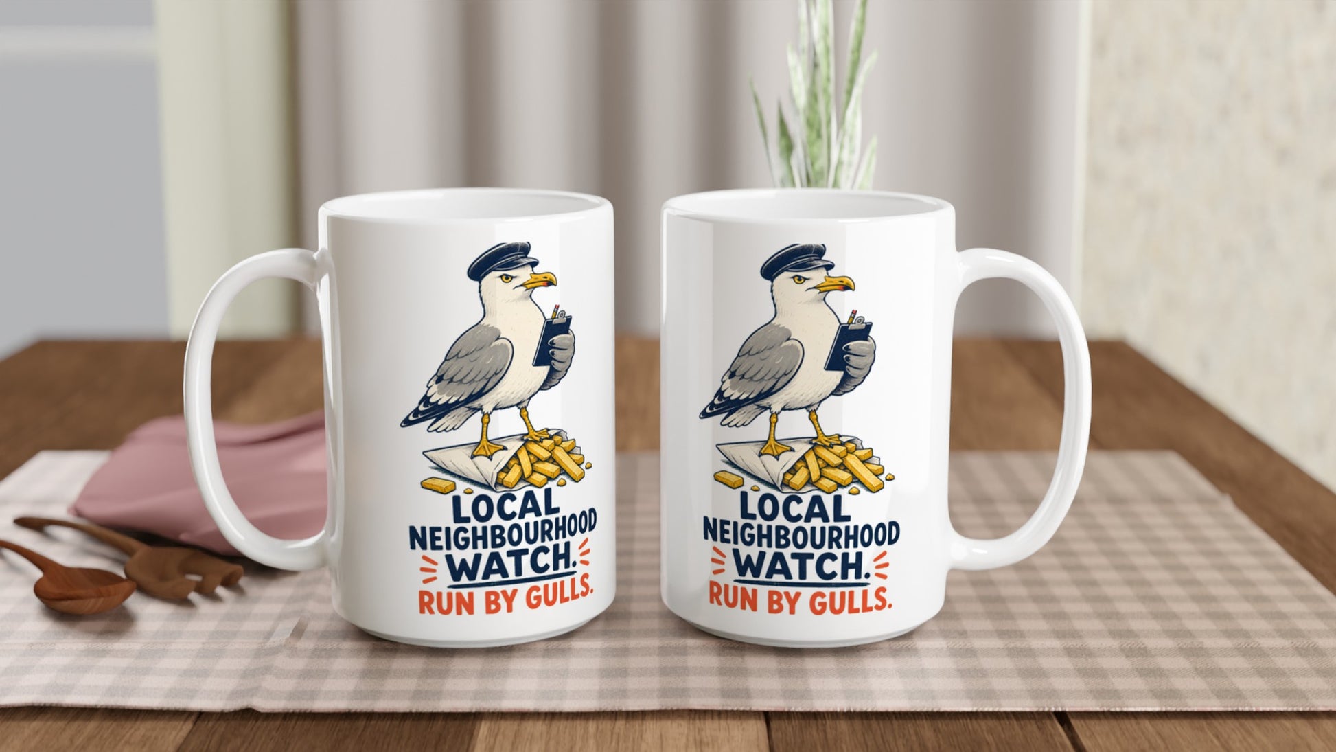 Local Neighbourhood Watch: Run by Gulls Large Mug — product view 5