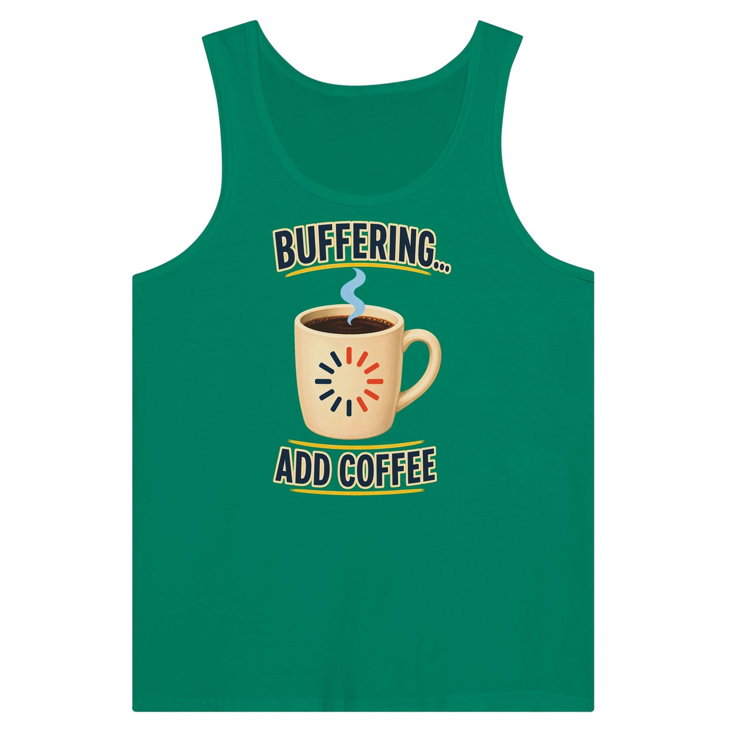 Buffering... Add Coffee — Outlined Loading Mug Graphic Premium Unisex Tank Top — product view 10