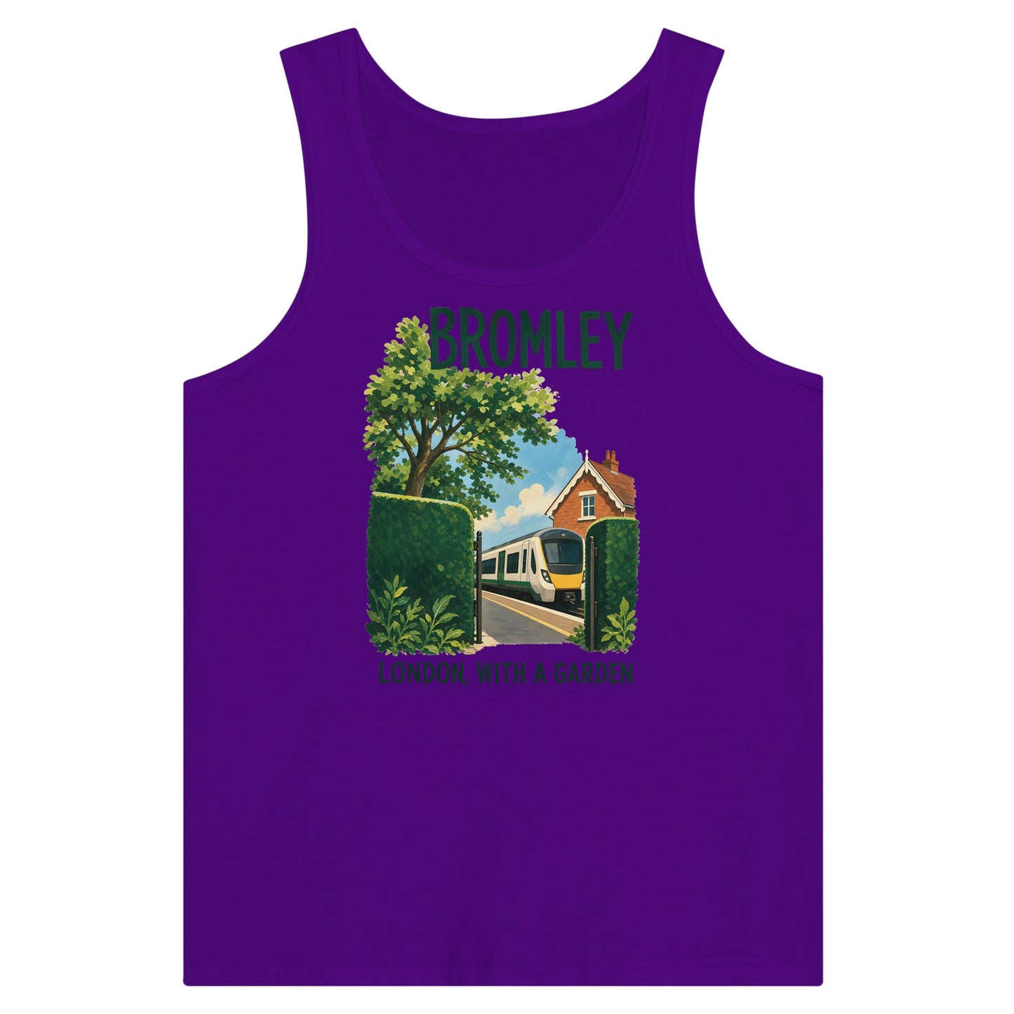 Bromley: London with a Garden Premium Unisex Tank Top — product view 6
