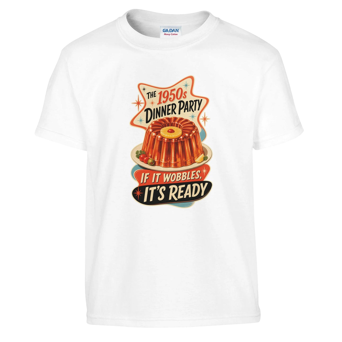 The 1950s Dinner Party — If It Wobbles, It's Ready Kids' T-shirt — product view 1