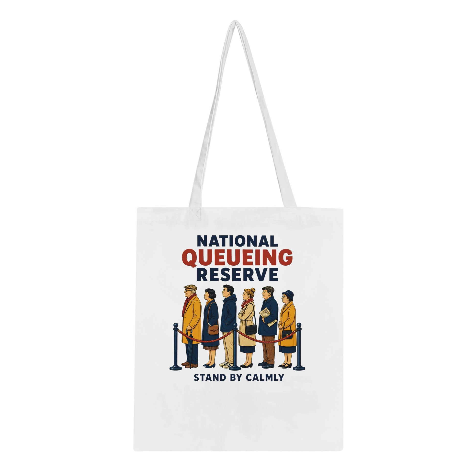 National Queueing Reserve – British Queue Graphic Tote Bag — product view 1