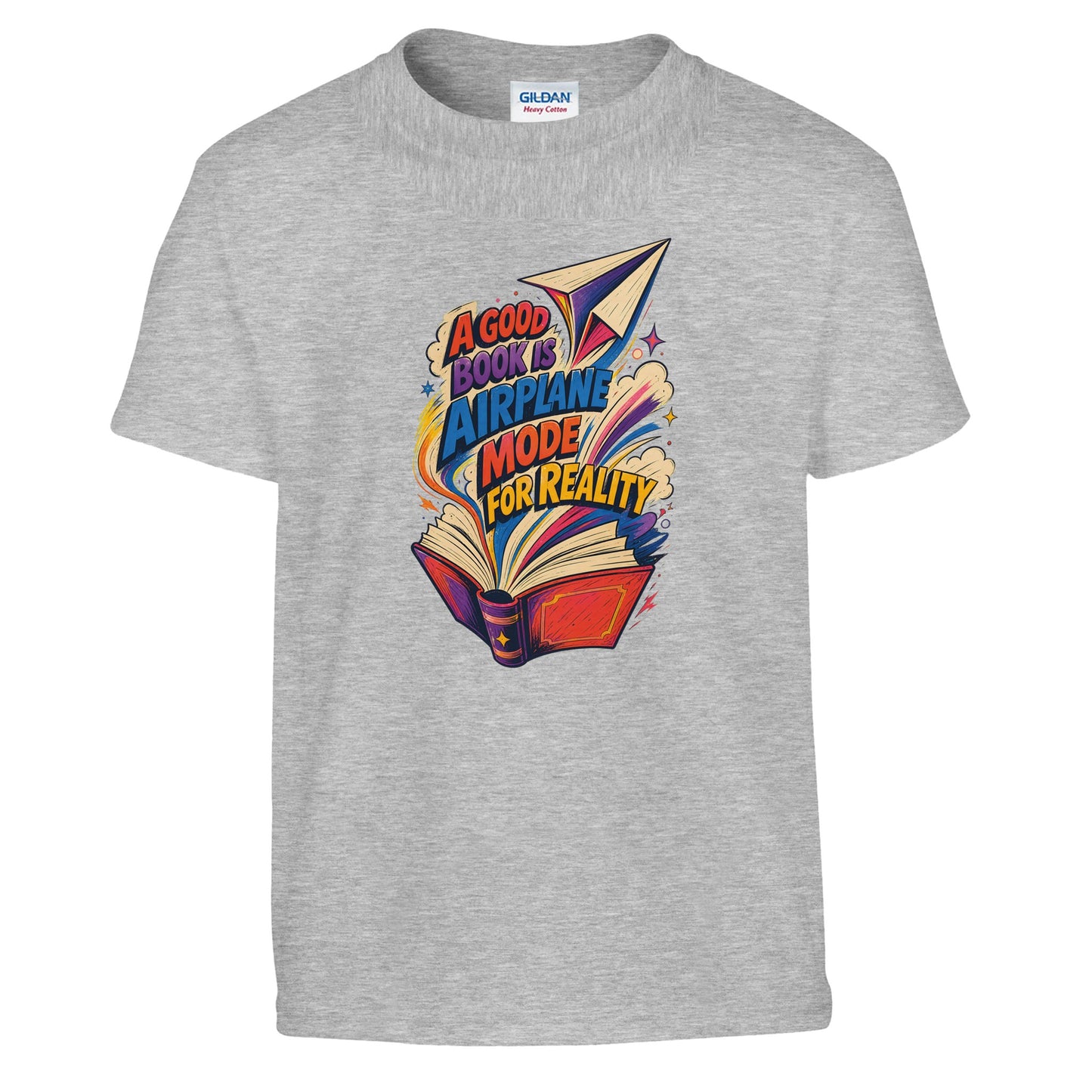 A Good Book Is Airplane Mode for Reality Kids' T-shirt — product view 4