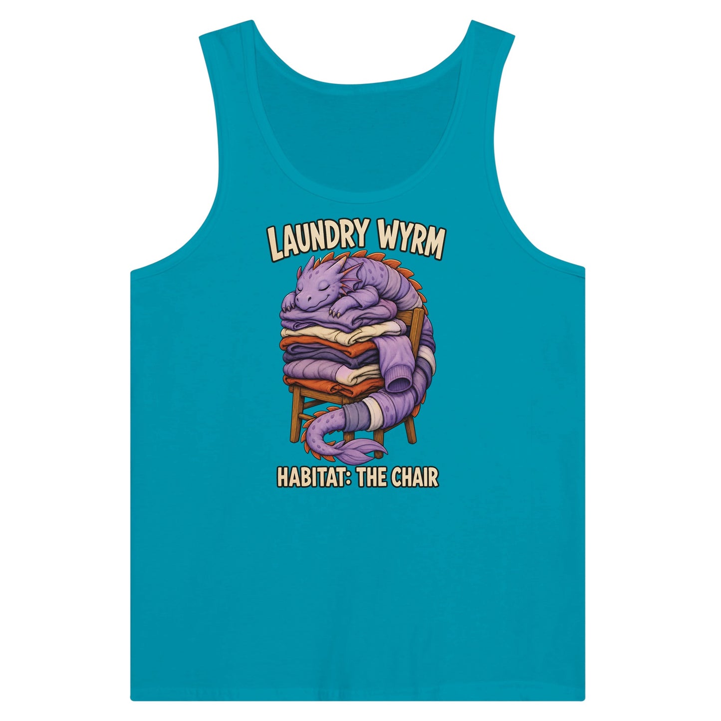 Laundry Wyrm – Habitat: The Chair Premium Unisex Tank Top — product view 2