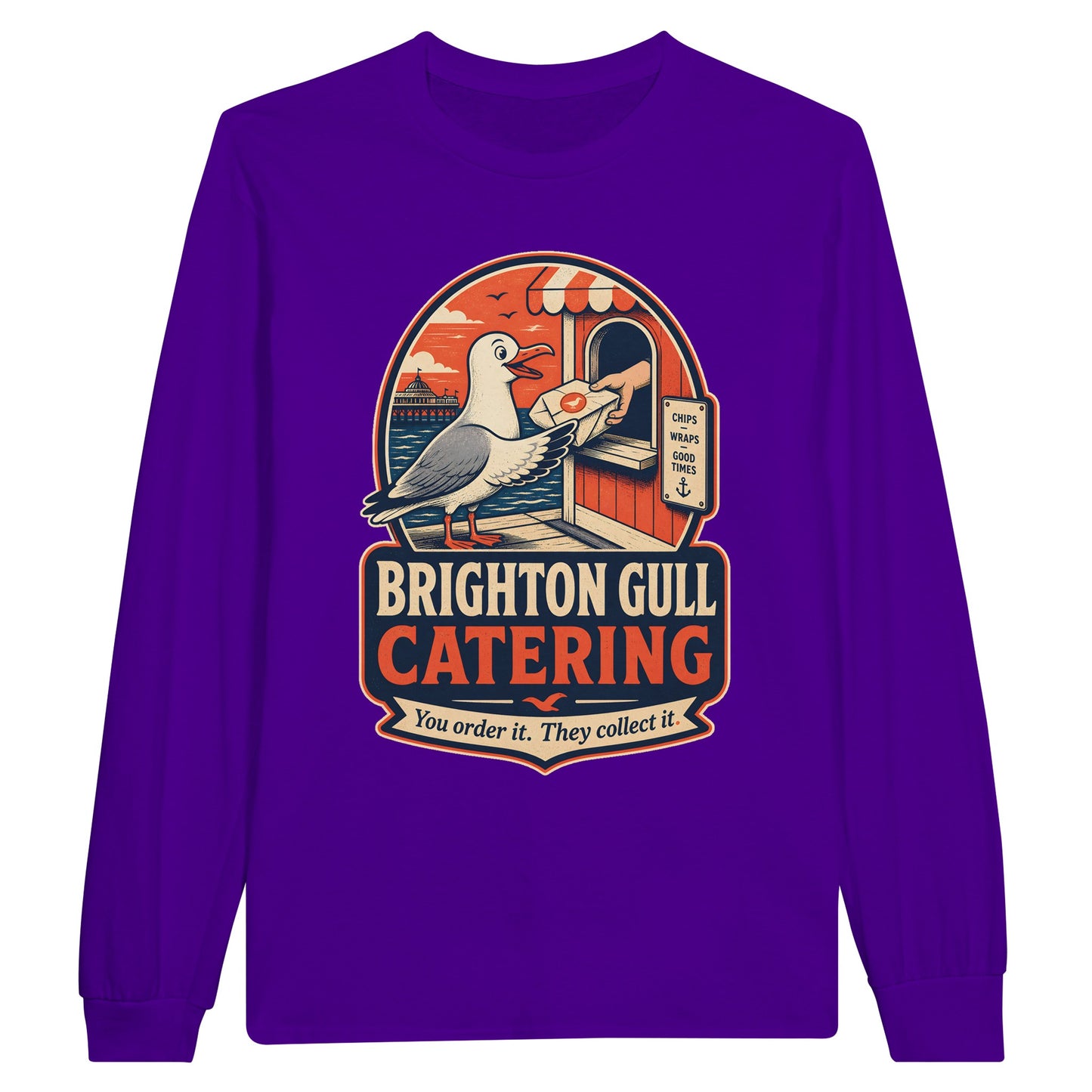 Brighton Gull Catering — Illustrated Long-Sleeve T-shirt — product view 13
