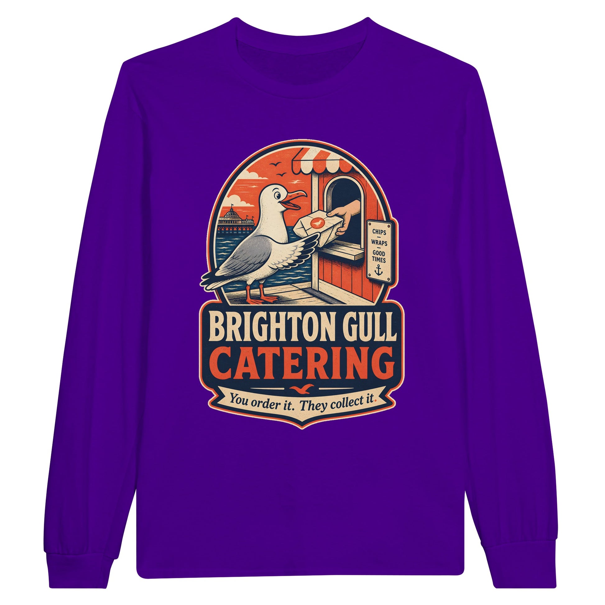 Brighton Gull Catering — Illustrated Long-Sleeve T-shirt — product view 13