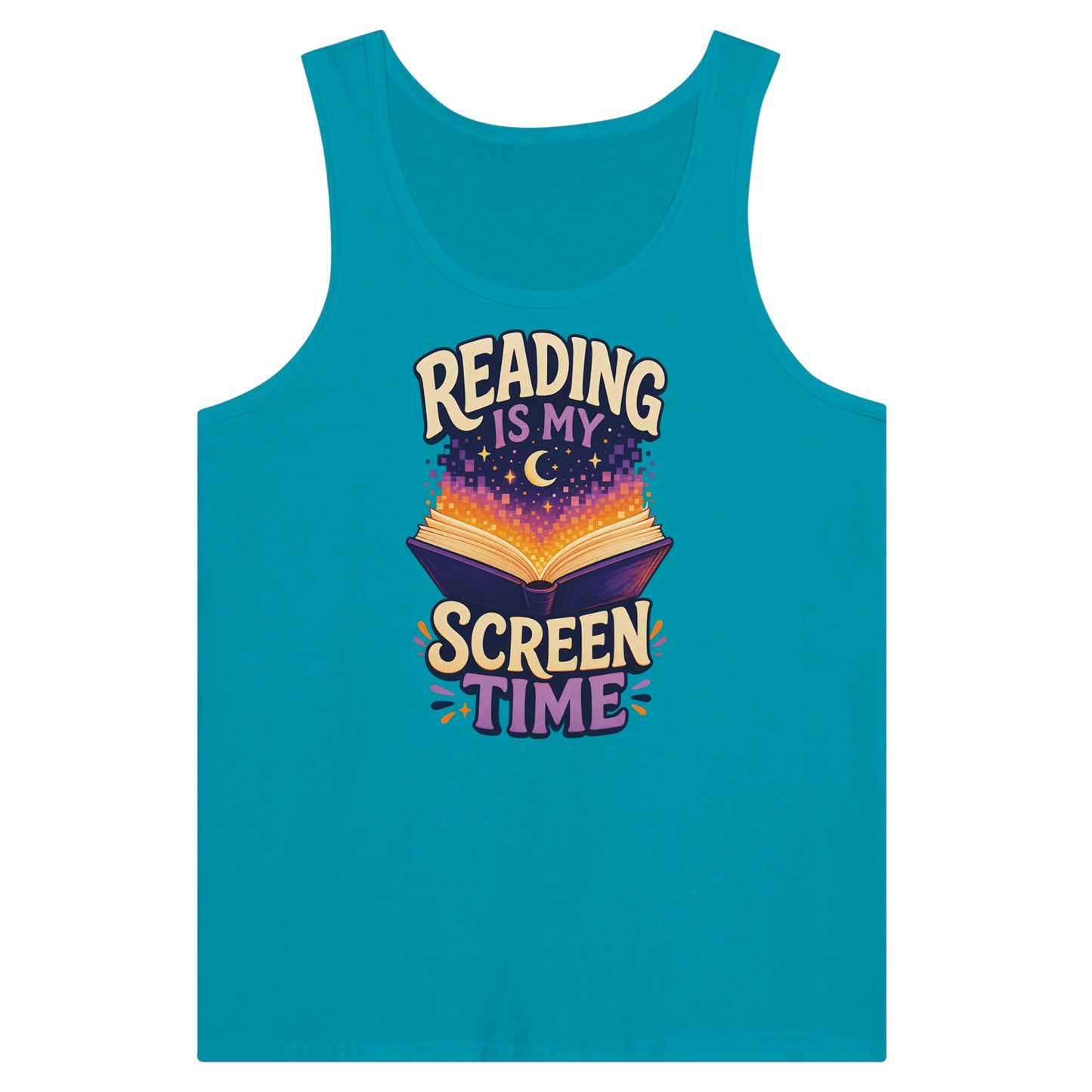 Reading Is My Screen Time Book Graphic Premium Unisex Tank Top — product view 2