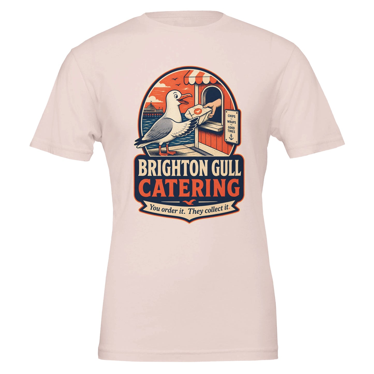 Brighton Gull Catering T-shirt — Illustrated — product view 6